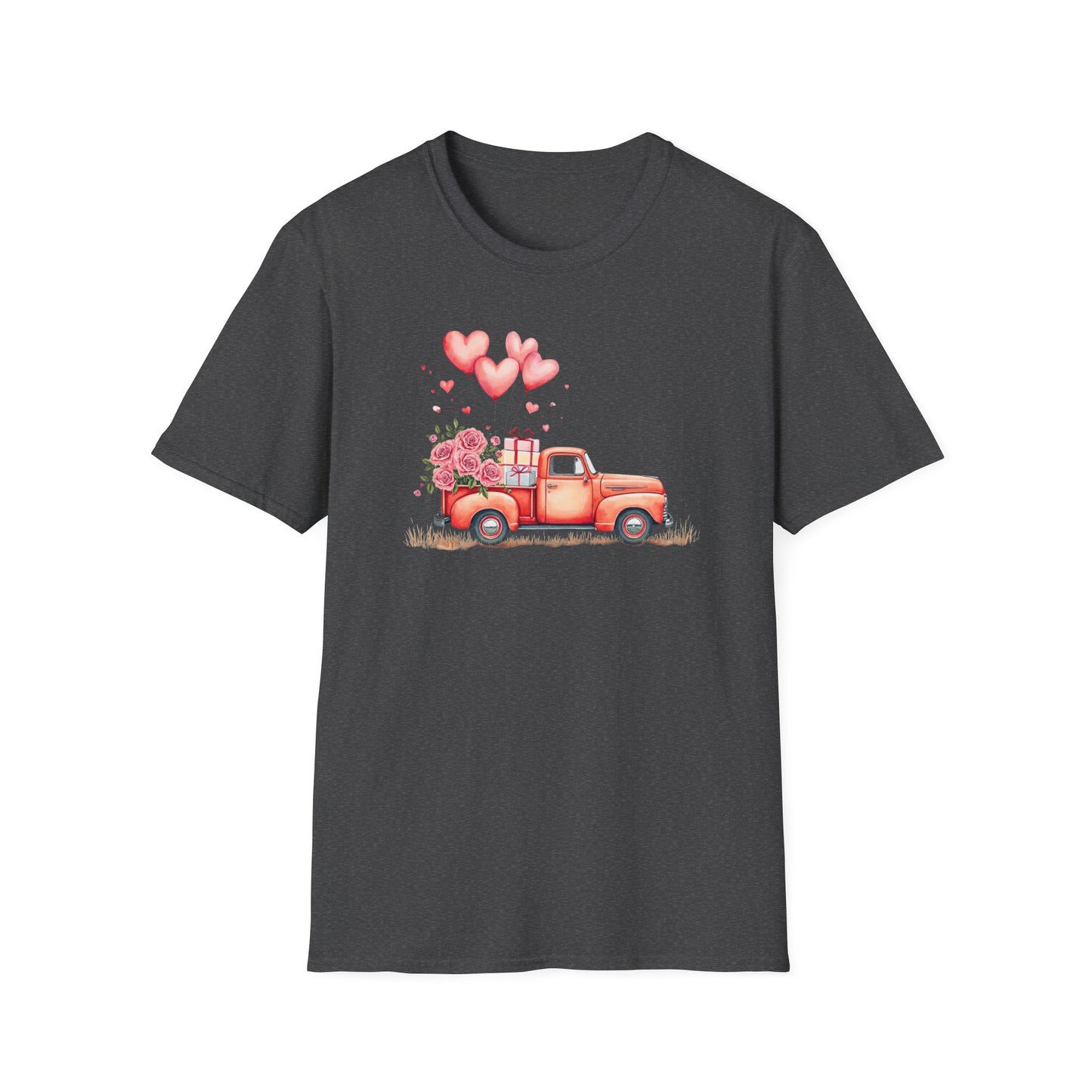 Vintage Valentine's Day Red Truck Sweatshirt | Romantic Love Truck Hoodie | Cute Valentine's Graphic Tee Unisex Soft style T-Shirt