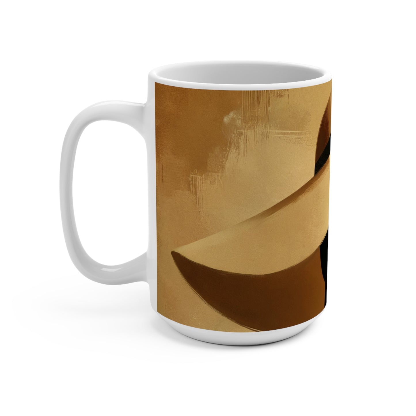 Elegant Minimalist, Wide-Brimmed Hat, Fine Art, Monochrome Prints, Unique Art Mug, Cultural Art, Mug 15oz