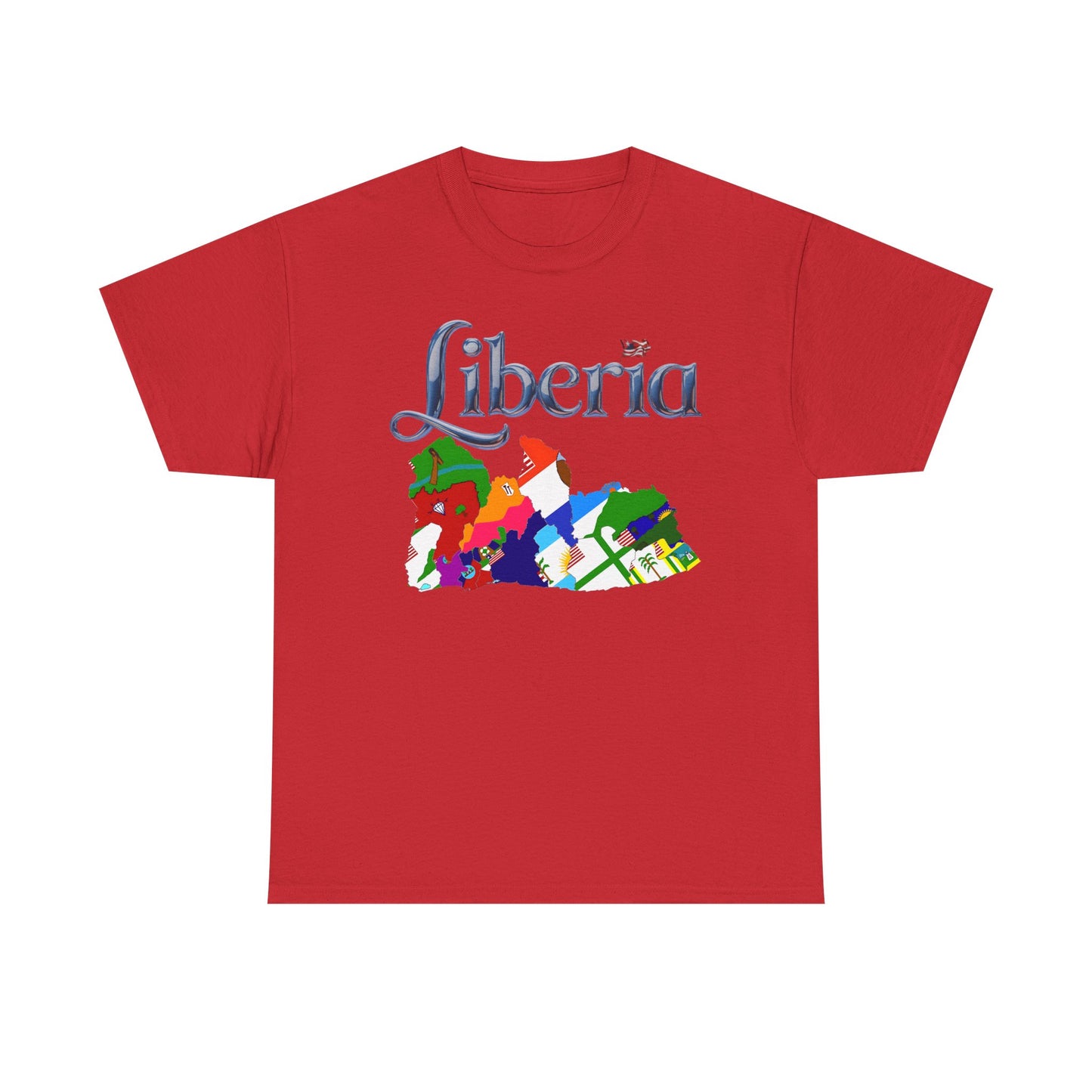 Colorful Liberia Map Tee, Unisex Cotton Shirt, Travel Souvenir, Gift for Adventurers, Map Lovers Apparel