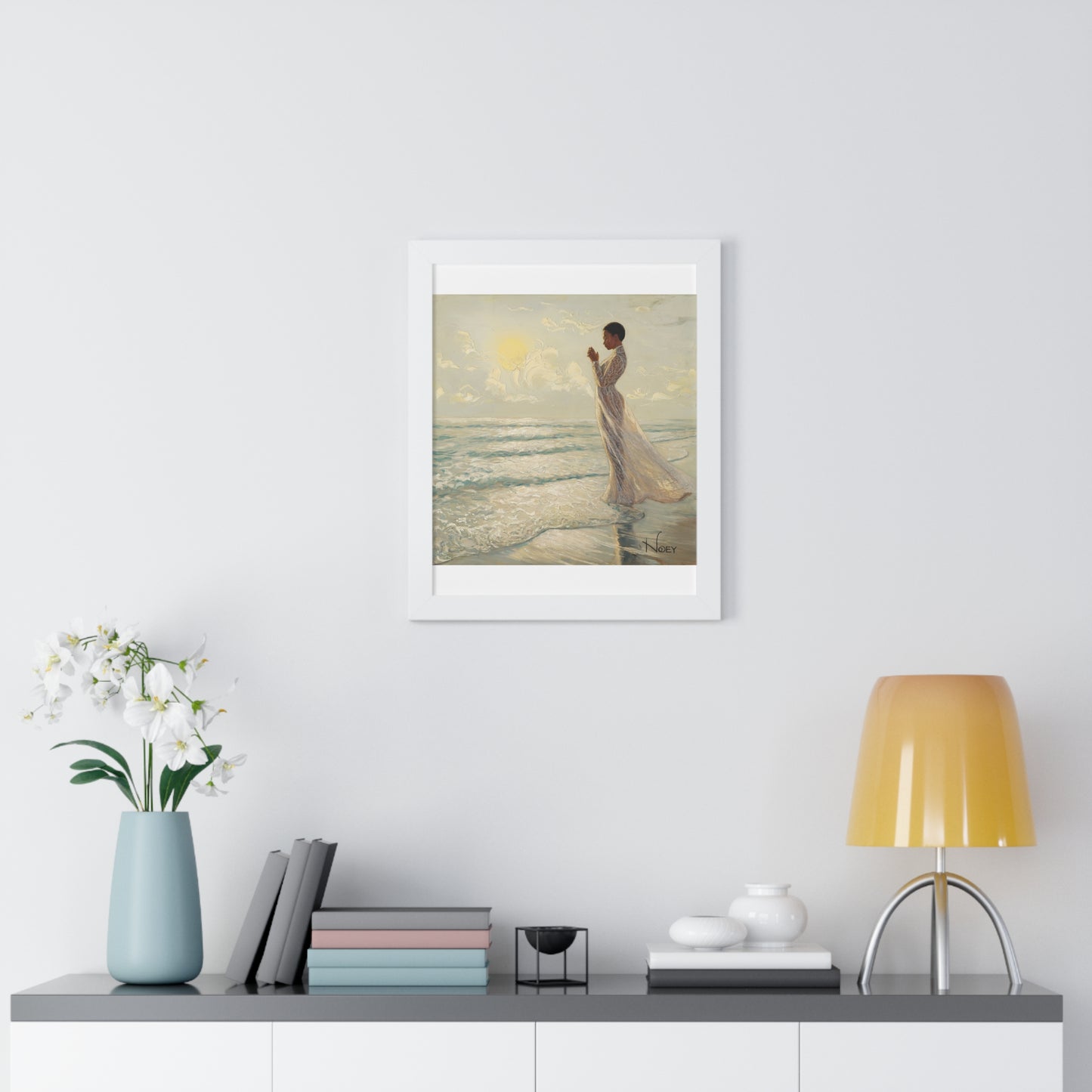 Serenity by the Sea - Digital Oil Painting Framed Vertical Poster