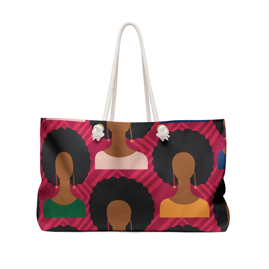 Weekender Bag, African Heritage Female Silhouettes Pattern, Travel Tote, Overnight Duffle, Carry-On Luggage, Ethnic Print Gym Bag