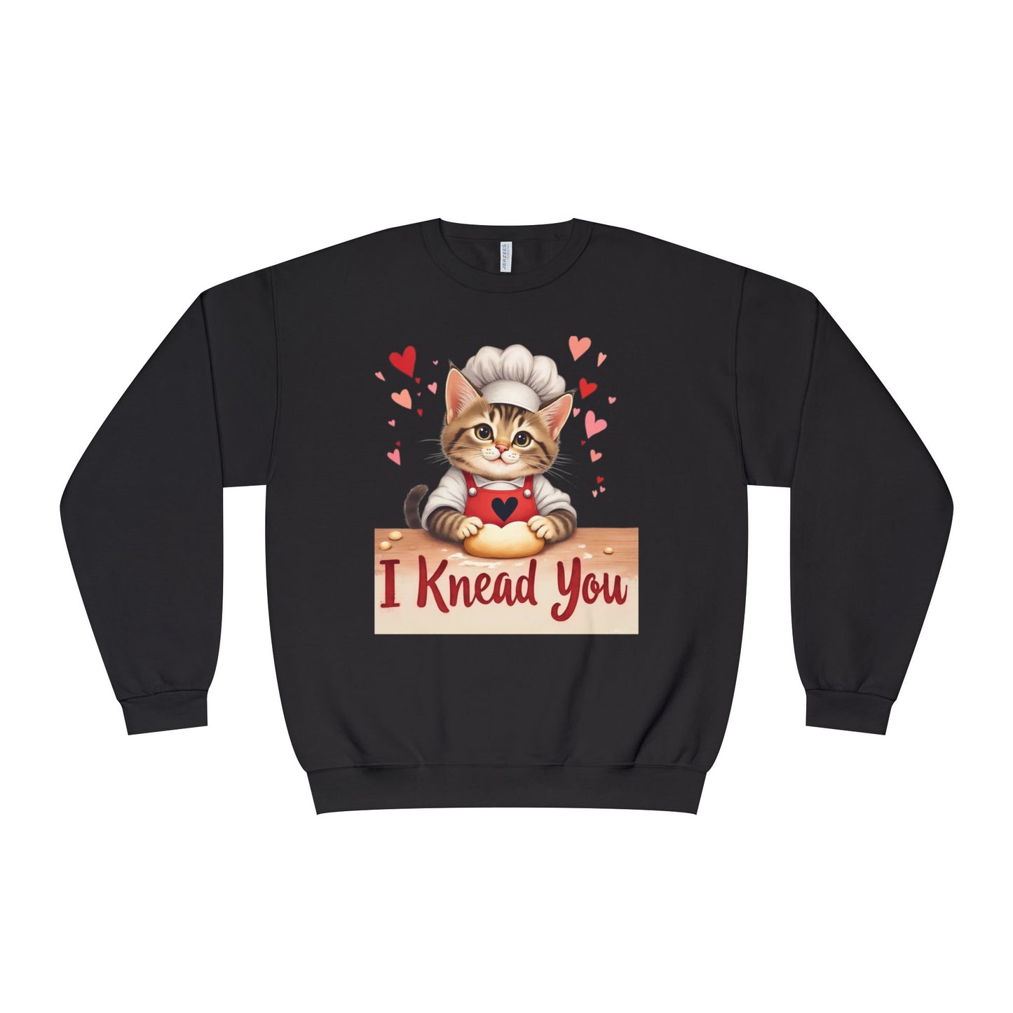 I Knead You - Cute Cat Baker Valentine's, Galentine's Day, Unisex Lightweight Crewneck Sweatshirt