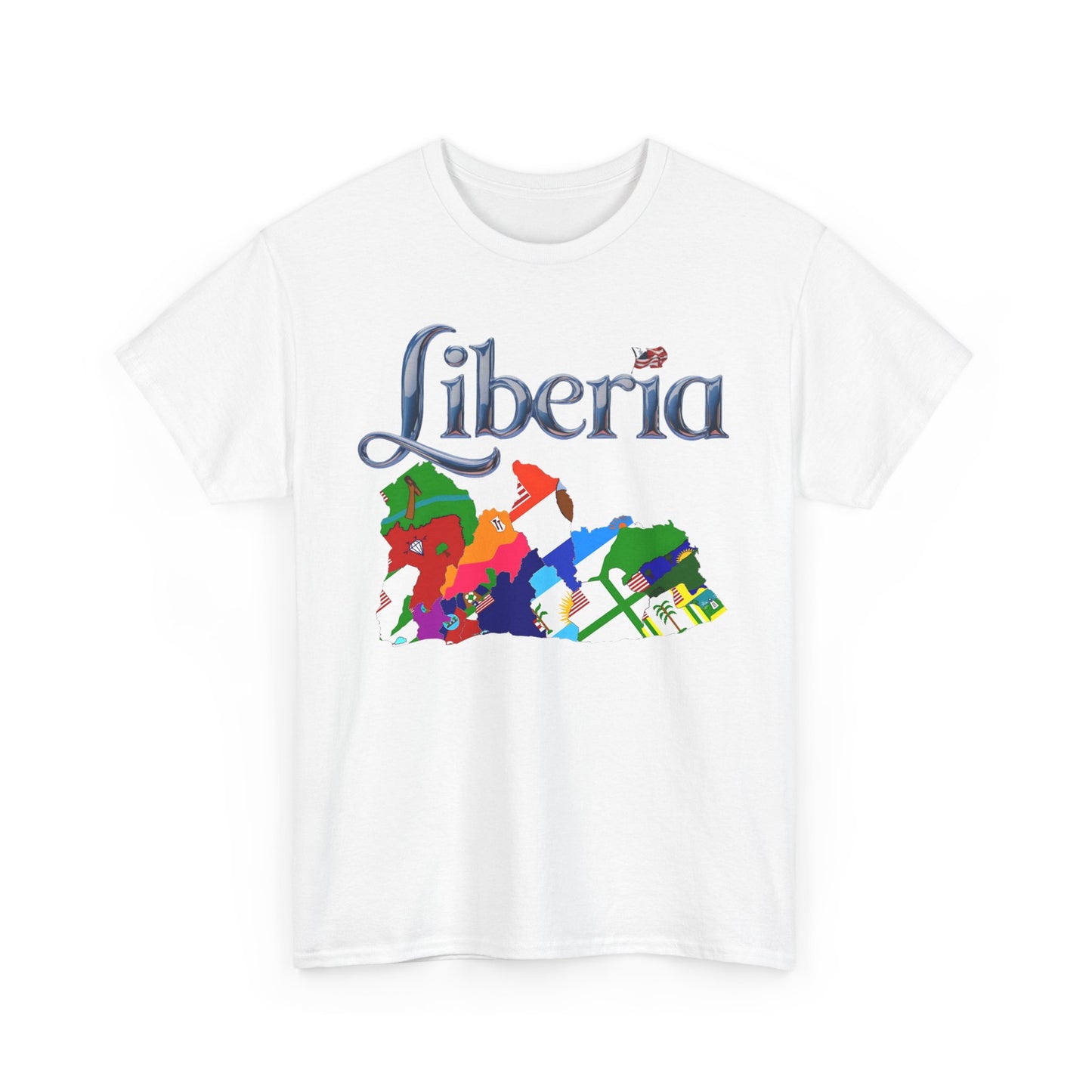 Colorful Liberia Map Tee, Unisex Cotton Shirt, Travel Souvenir, Gift for Adventurers, Map Lovers Apparel