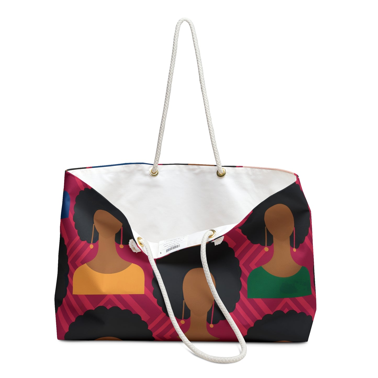 Weekender Bag, African Heritage Female Silhouettes Pattern, Travel Tote, Overnight Duffle, Carry-On Luggage, Ethnic Print Gym Bag