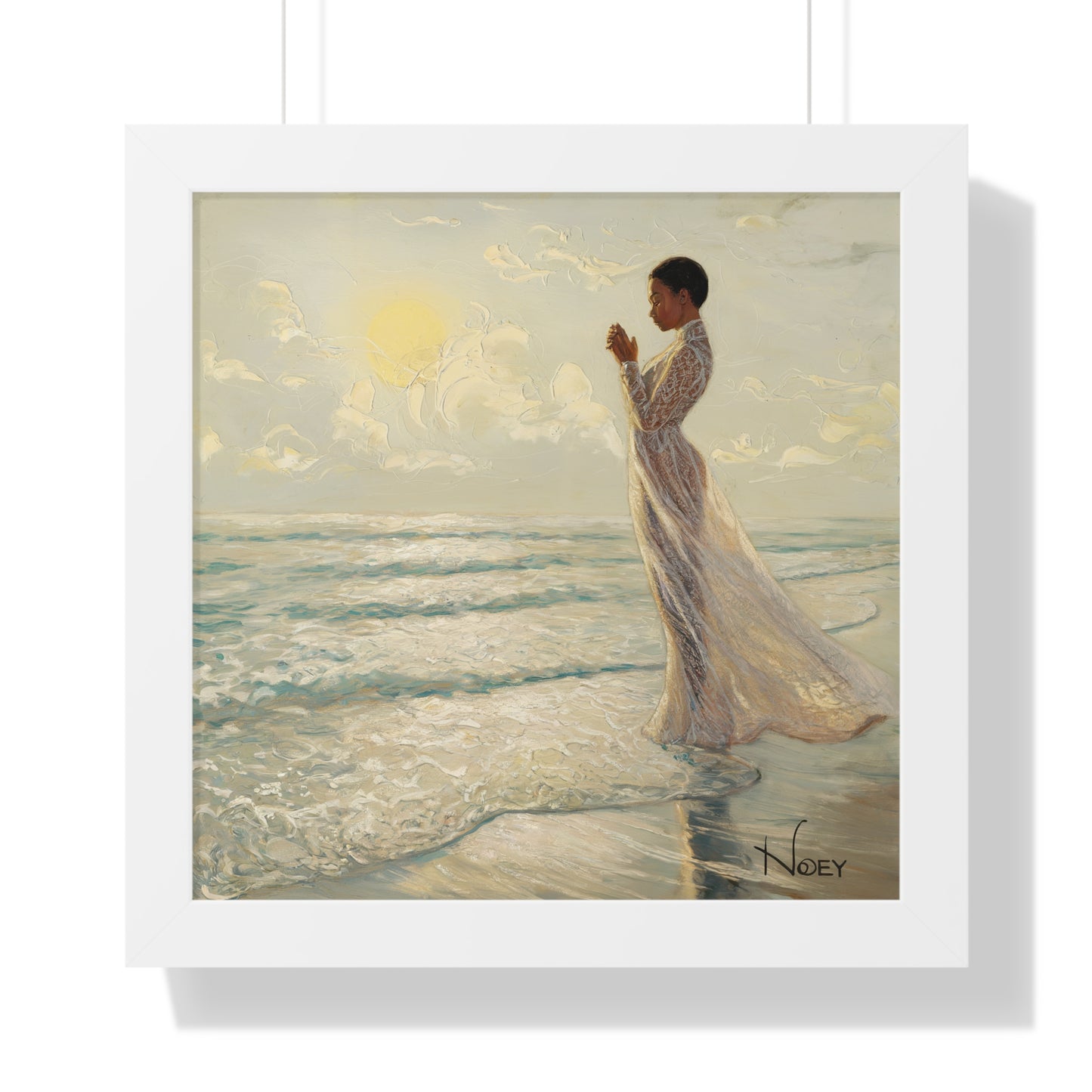 Serenity by the Sea - Digital Oil Painting Framed Vertical Poster