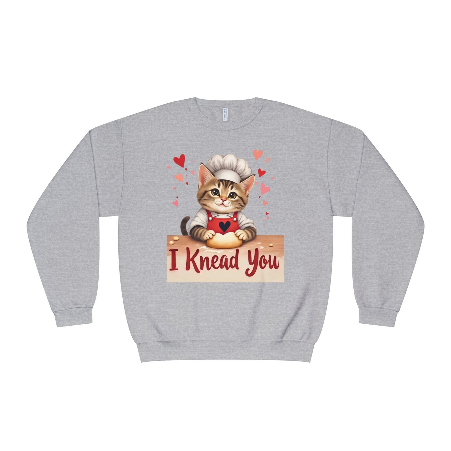 I Knead You - Cute Cat Baker Valentine's, Galentine's Day, Unisex Lightweight Crewneck Sweatshirt
