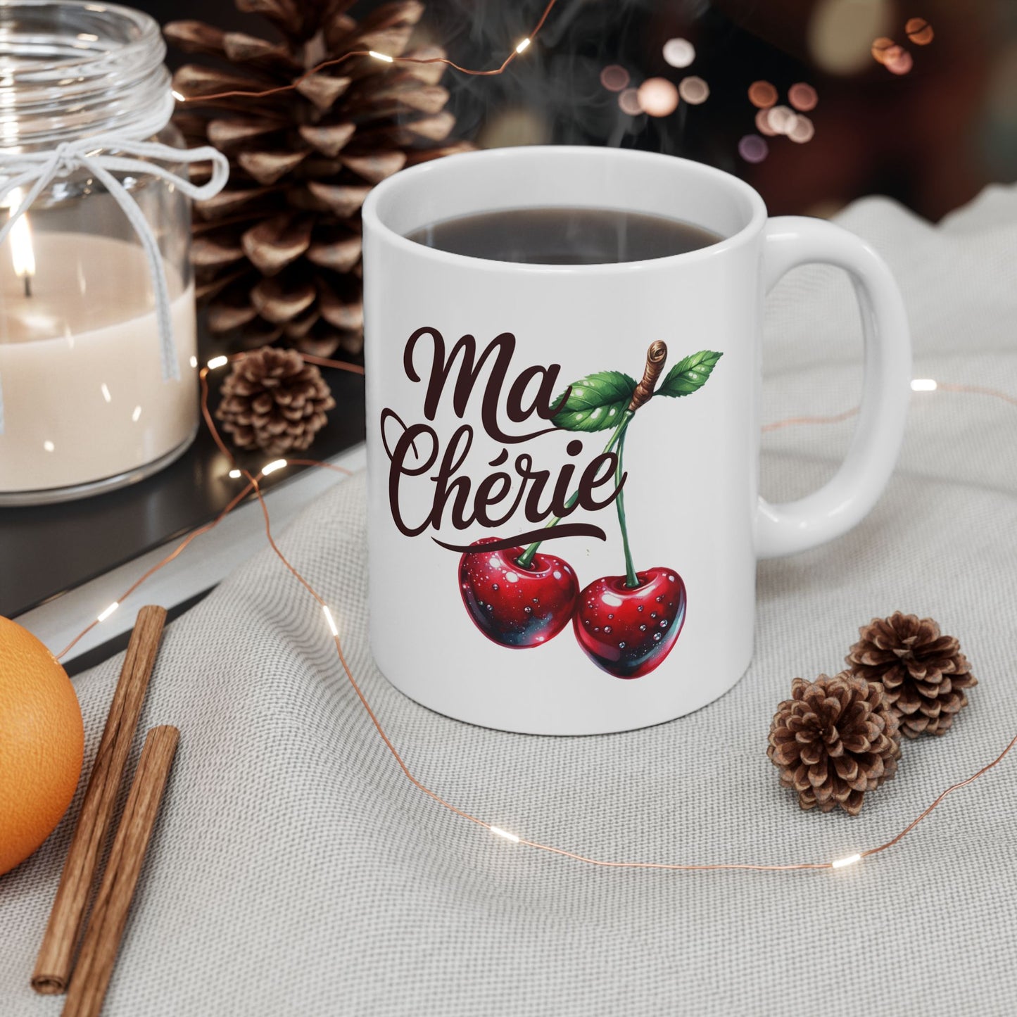 Charming cherry ceramic mug