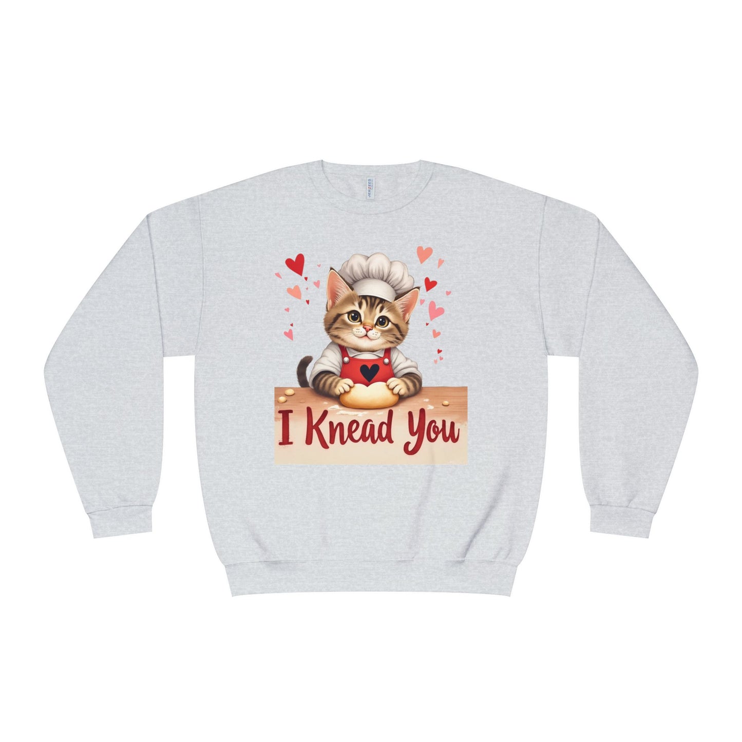 I Knead You - Cute Cat Baker Valentine's, Galentine's Day, Unisex Lightweight Crewneck Sweatshirt
