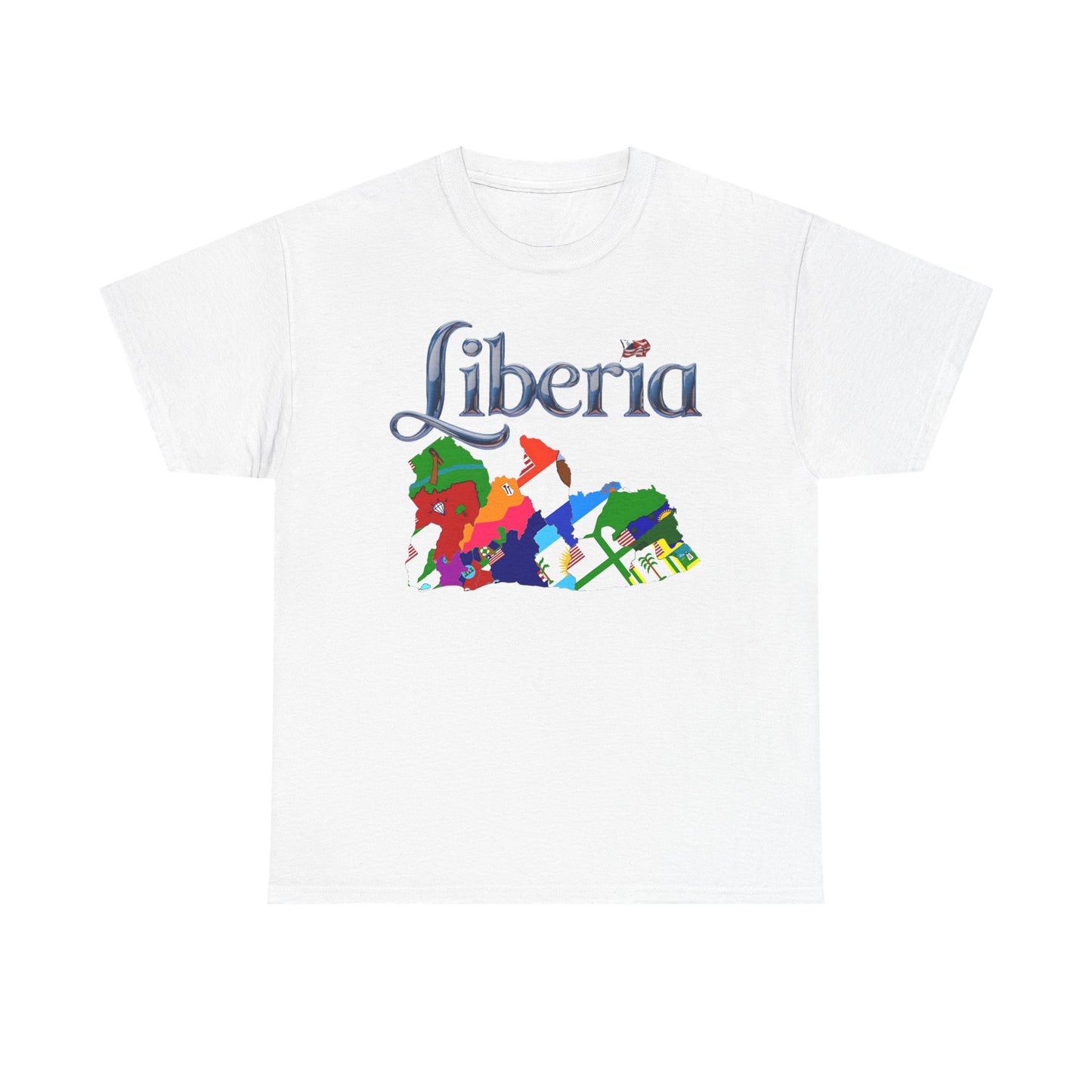 Colorful Liberia Map Tee, Unisex Cotton Shirt, Travel Souvenir, Gift for Adventurers, Map Lovers Apparel