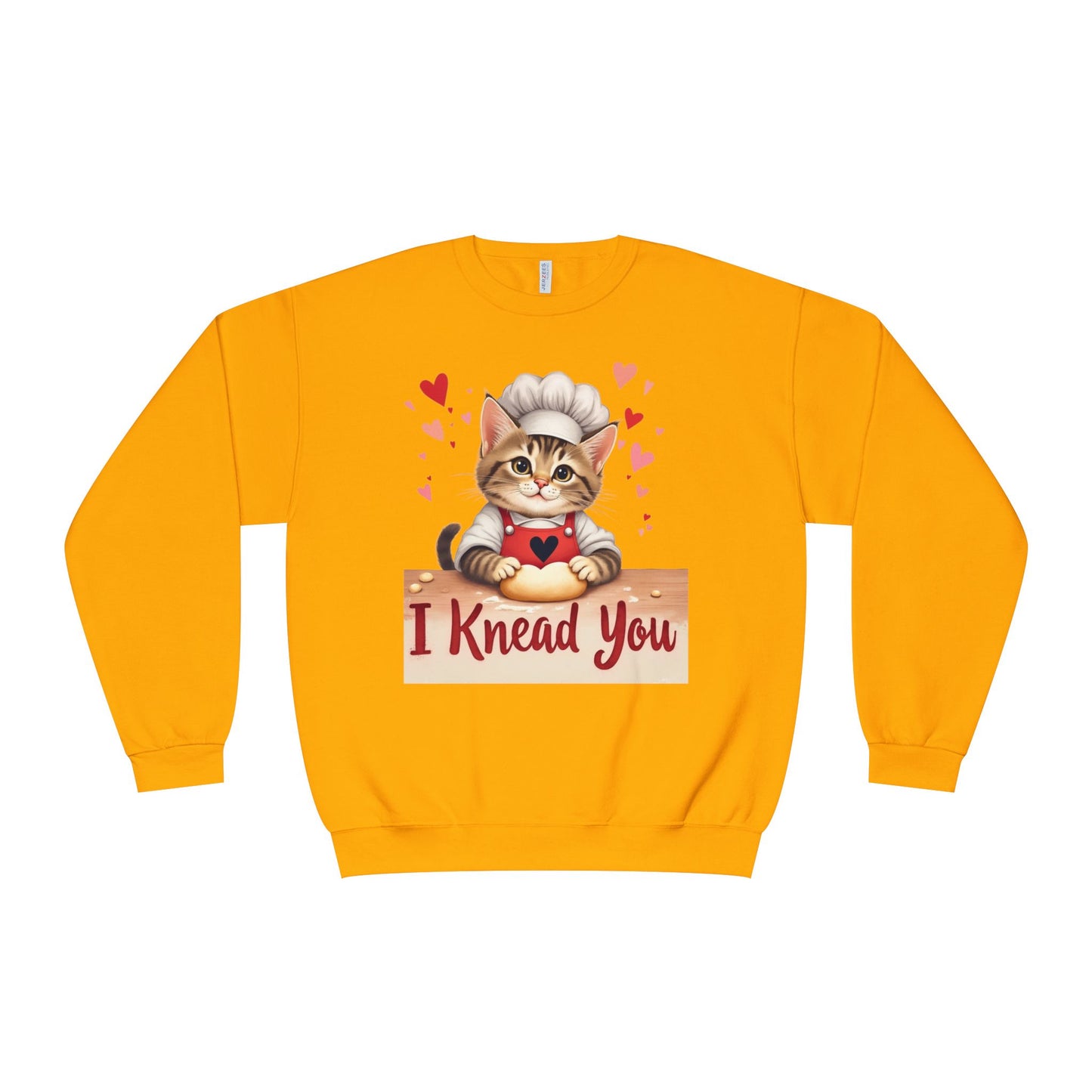 I Knead You - Cute Cat Baker Valentine's, Galentine's Day, Unisex Lightweight Crewneck Sweatshirt