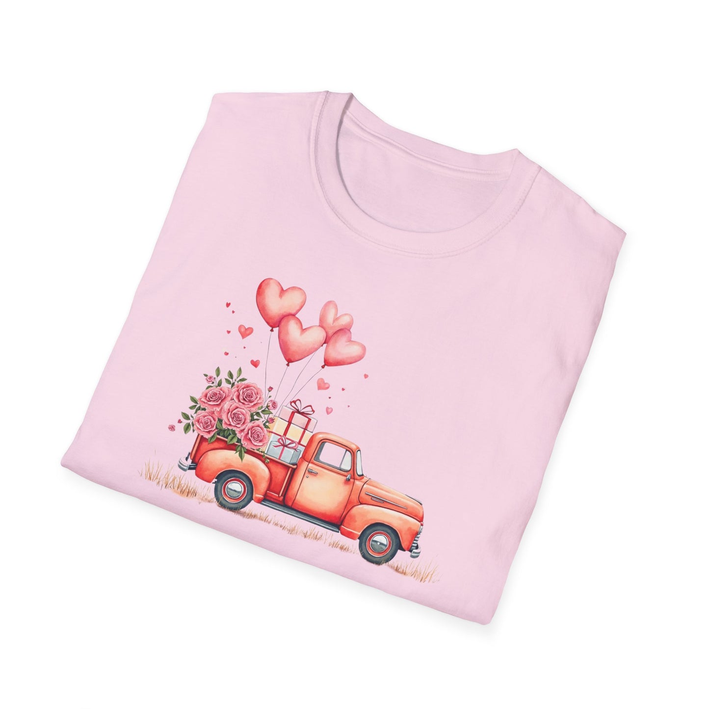 Vintage Valentine's Day Red Truck Sweatshirt | Romantic Love Truck Hoodie | Cute Valentine's Graphic Tee Unisex Soft style T-Shirt