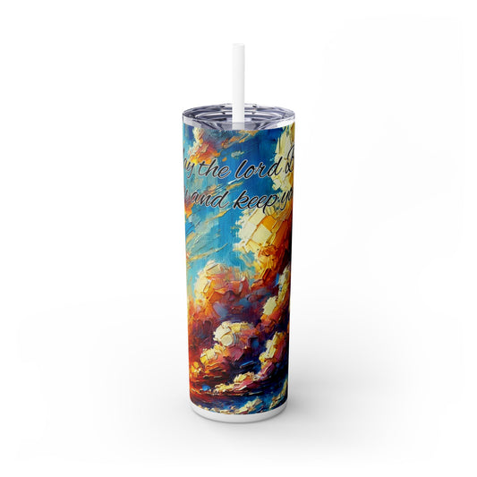 Vibrant Abstract Art Skinny Tumbler with Straw, 20oz