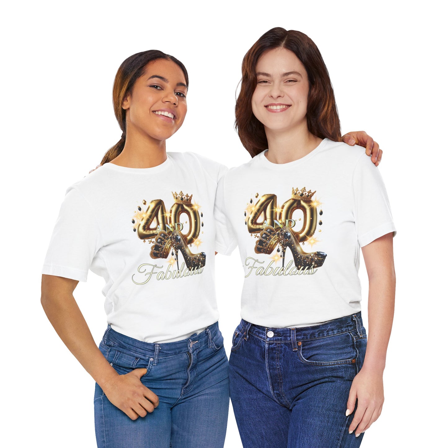 Fabulous 40 Birthday Tee, Unisex Short Sleeve T-Shirt, Party Attire, Birthday Celebration, Gift for Her, Fun Graphic Tee