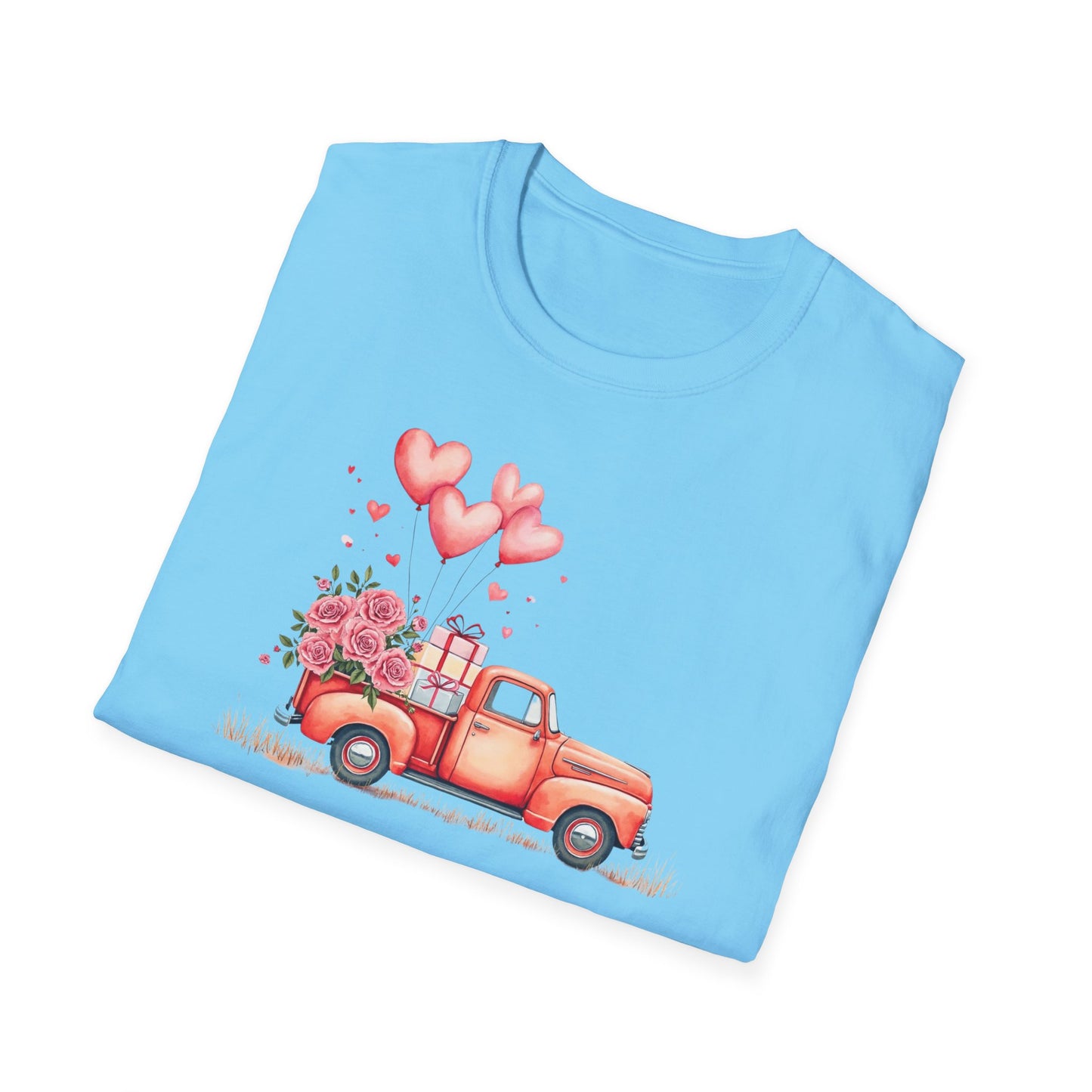 Vintage Valentine's Day Red Truck Sweatshirt | Romantic Love Truck Hoodie | Cute Valentine's Graphic Tee Unisex Soft style T-Shirt