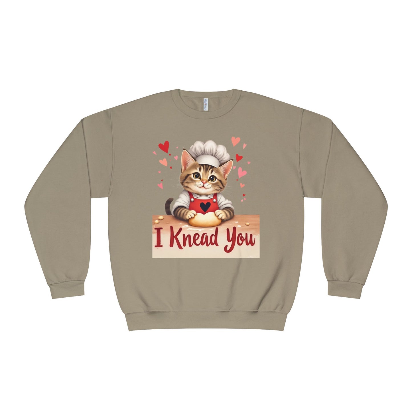I Knead You - Cute Cat Baker Valentine's, Galentine's Day, Unisex Lightweight Crewneck Sweatshirt