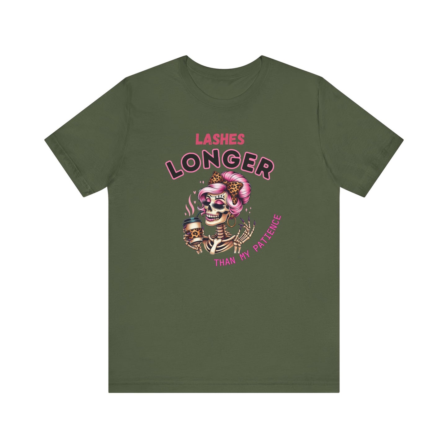 Quirky Graphic Tee, Lashes longer than my patience Unisex Jersey Short Sleeve Tee, Perfect for Gifting, Fun-Loving Souls, Everyday Wear,