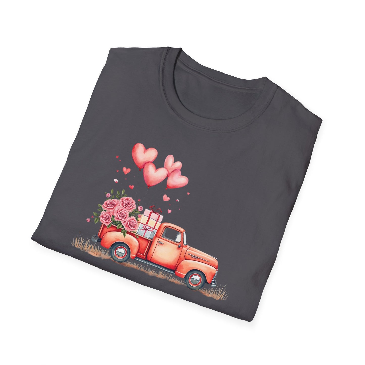 Vintage Valentine's Day Red Truck Sweatshirt | Romantic Love Truck Hoodie | Cute Valentine's Graphic Tee Unisex Soft style T-Shirt