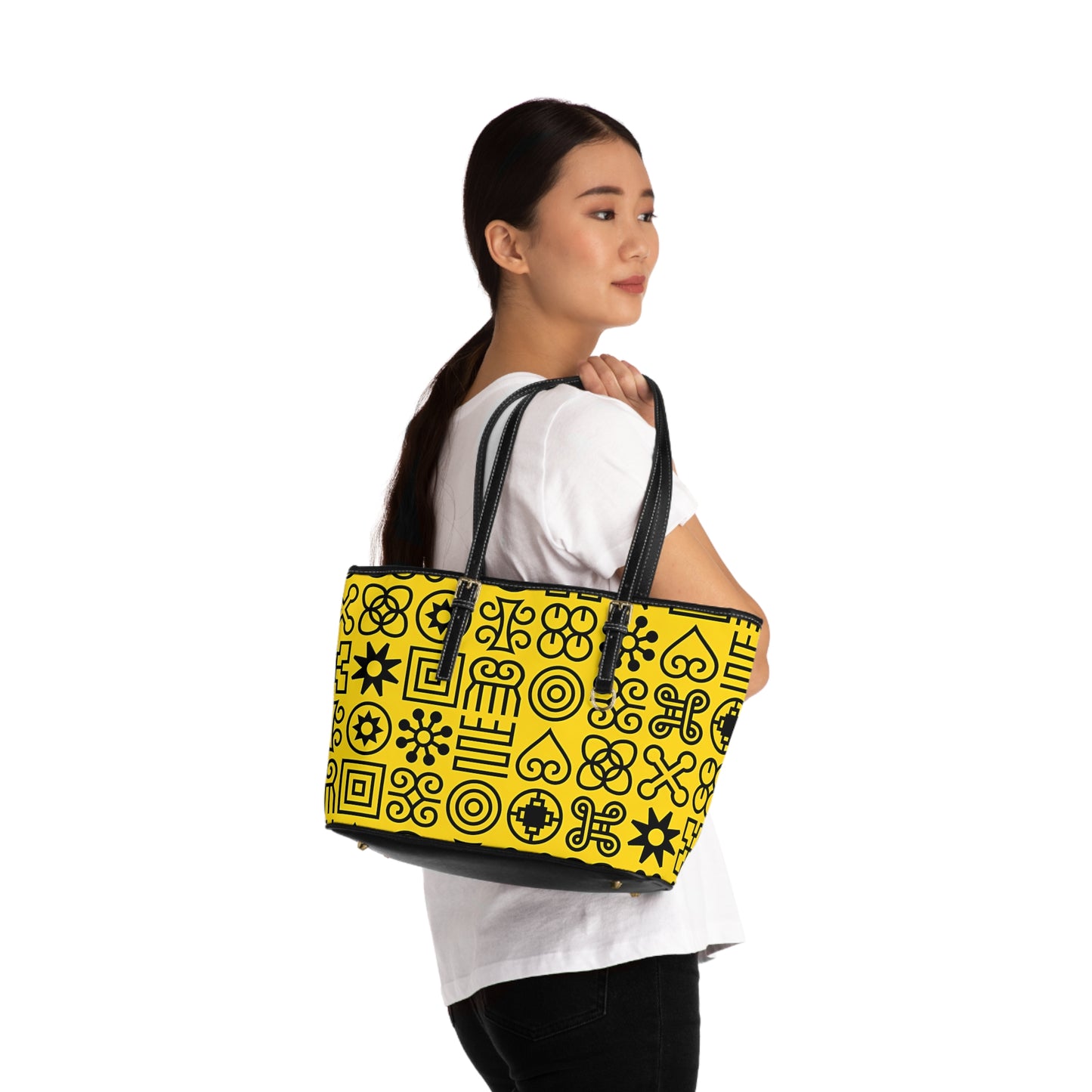 Adinkra Ankara Vibrant Print Shoulder Bag, Trendy Tote, Chic Handbag, Stylish Statement Purse, Perfect Gift for Her, PU Leather Handbag