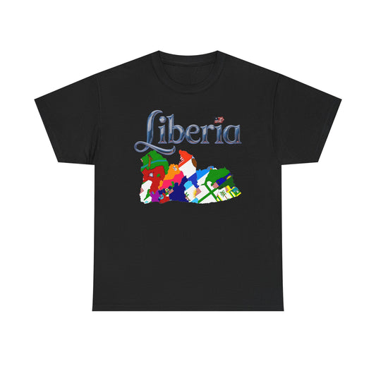 Colorful Liberia Map Tee, Unisex Cotton Shirt, Travel Souvenir, Gift for Adventurers, Map Lovers Apparel