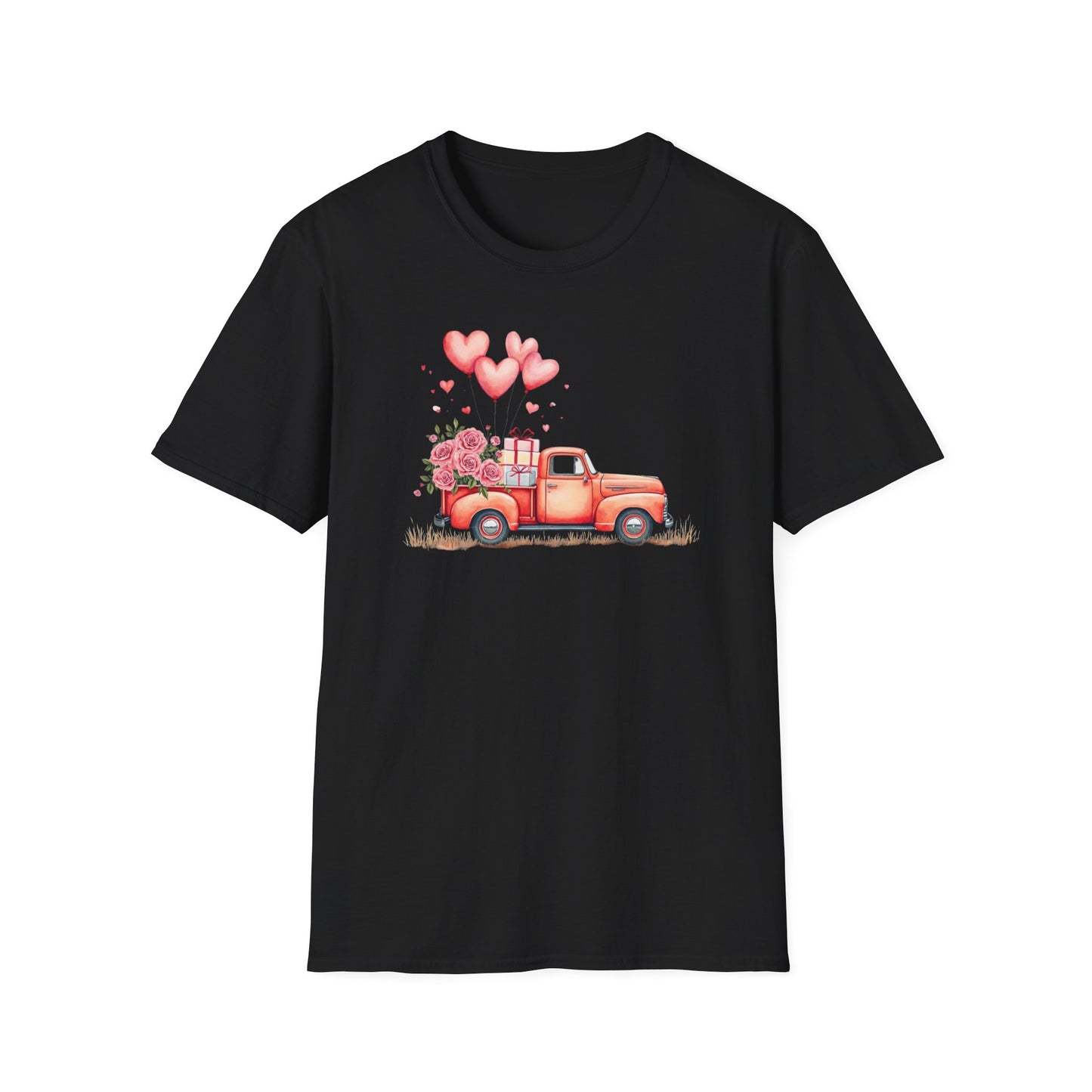 Vintage Valentine's Day Red Truck Sweatshirt | Romantic Love Truck Hoodie | Cute Valentine's Graphic Tee Unisex Soft style T-Shirt