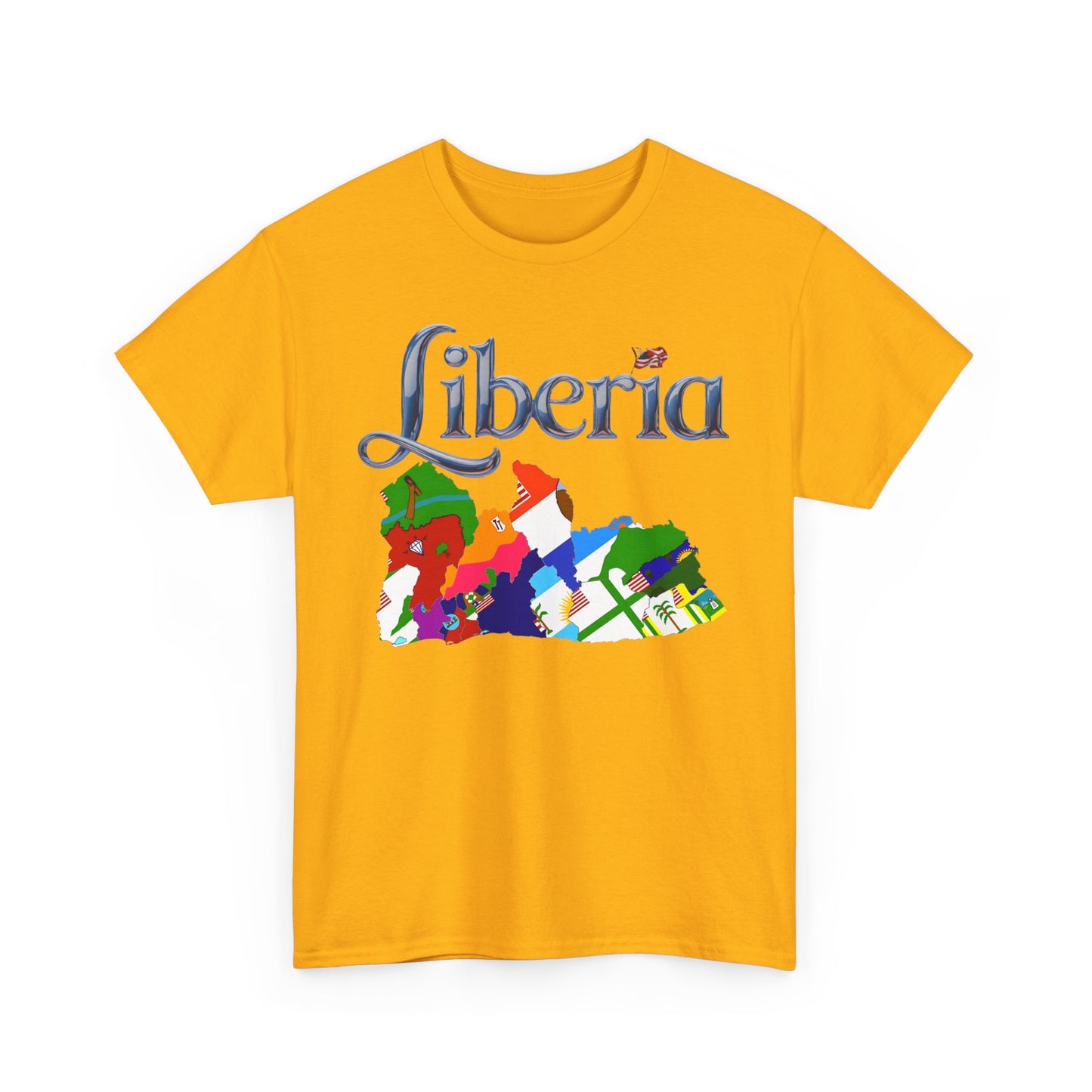 Colorful Liberia Map Tee, Unisex Cotton Shirt, Travel Souvenir, Gift for Adventurers, Map Lovers Apparel