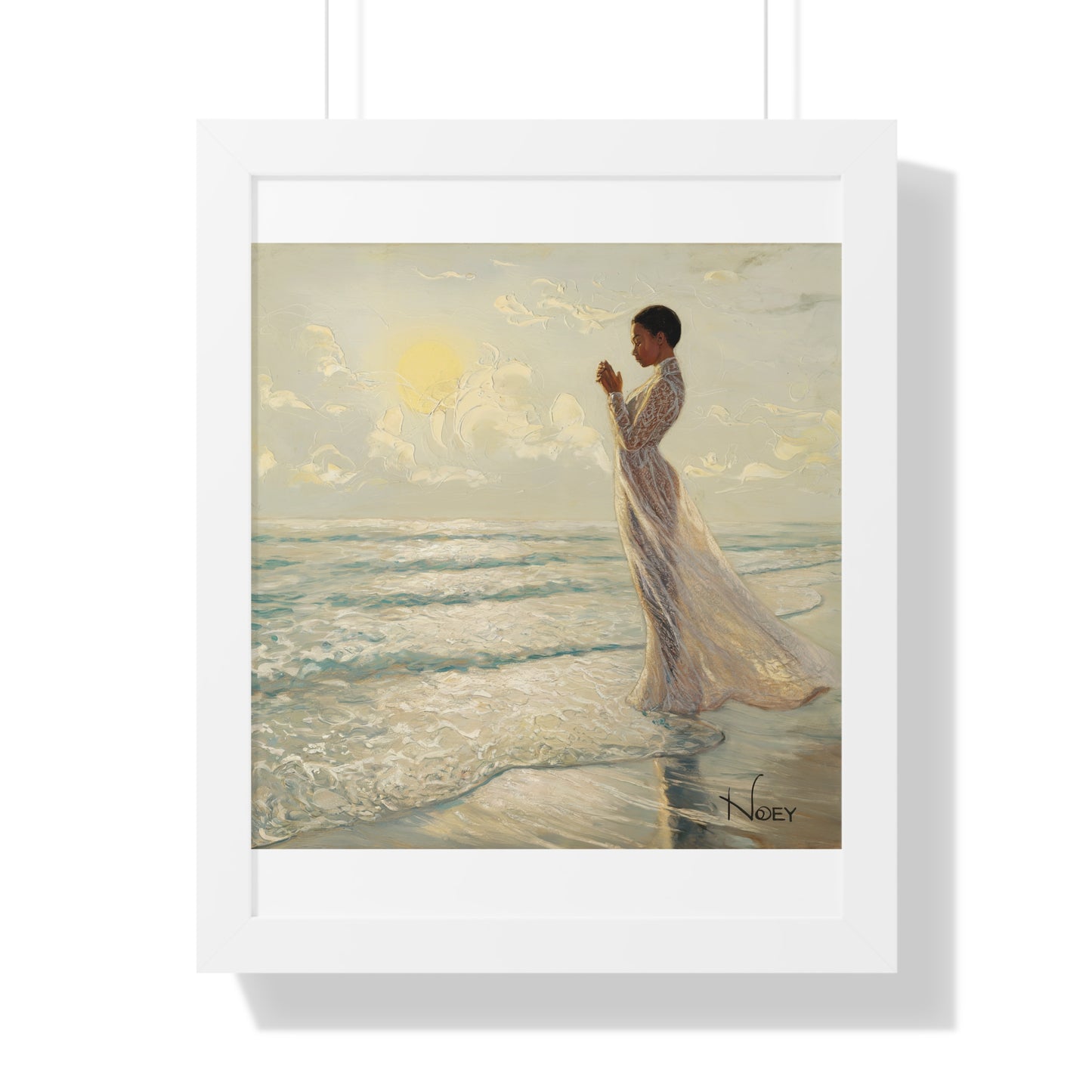 Serenity by the Sea - Digital Oil Painting Framed Vertical Poster
