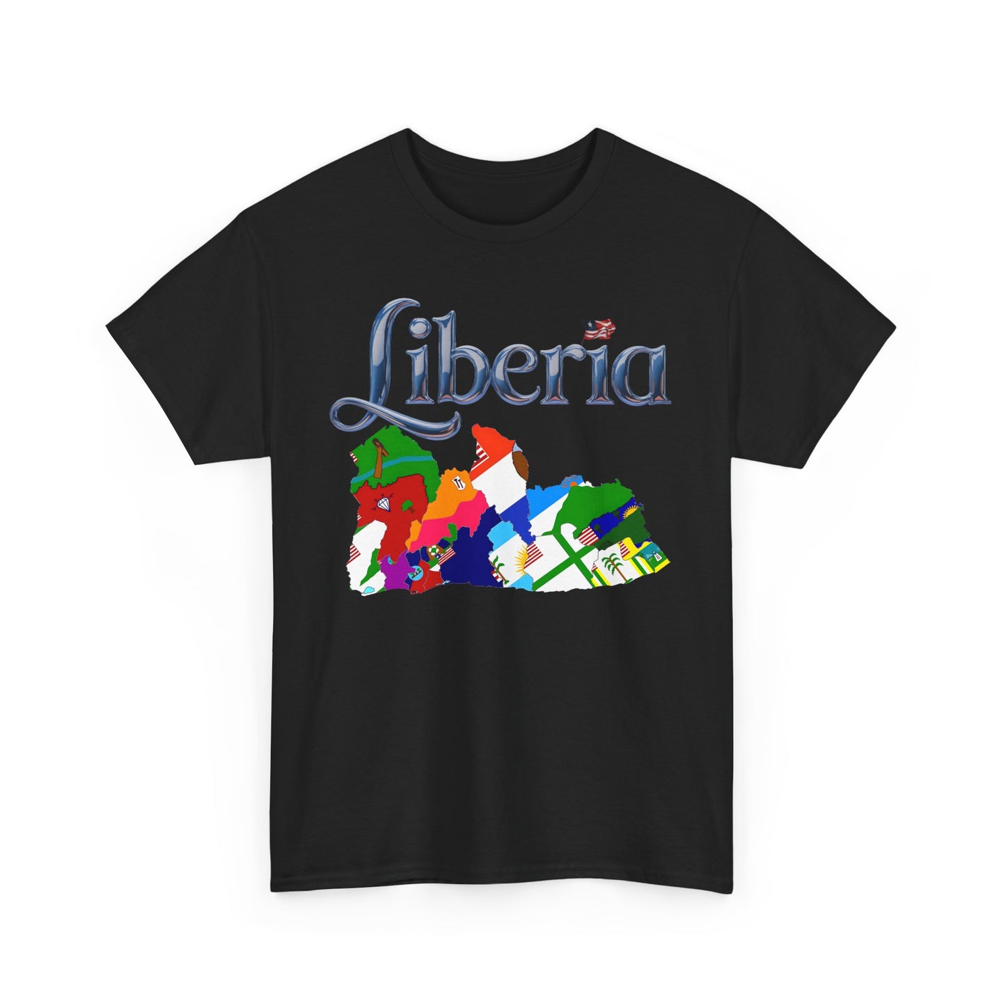 Colorful Liberia Map Tee, Unisex Cotton Shirt, Travel Souvenir, Gift for Adventurers, Map Lovers Apparel