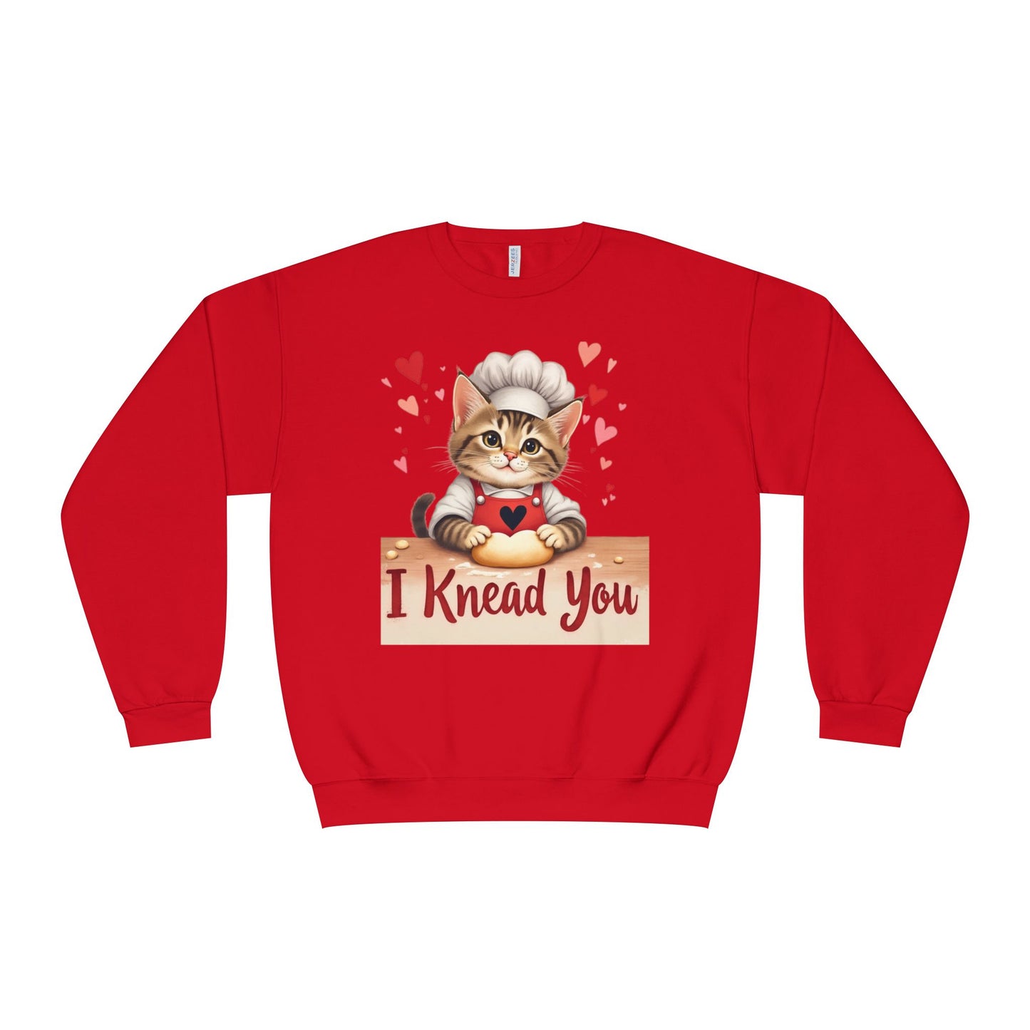 I Knead You - Cute Cat Baker Valentine's, Galentine's Day, Unisex Lightweight Crewneck Sweatshirt