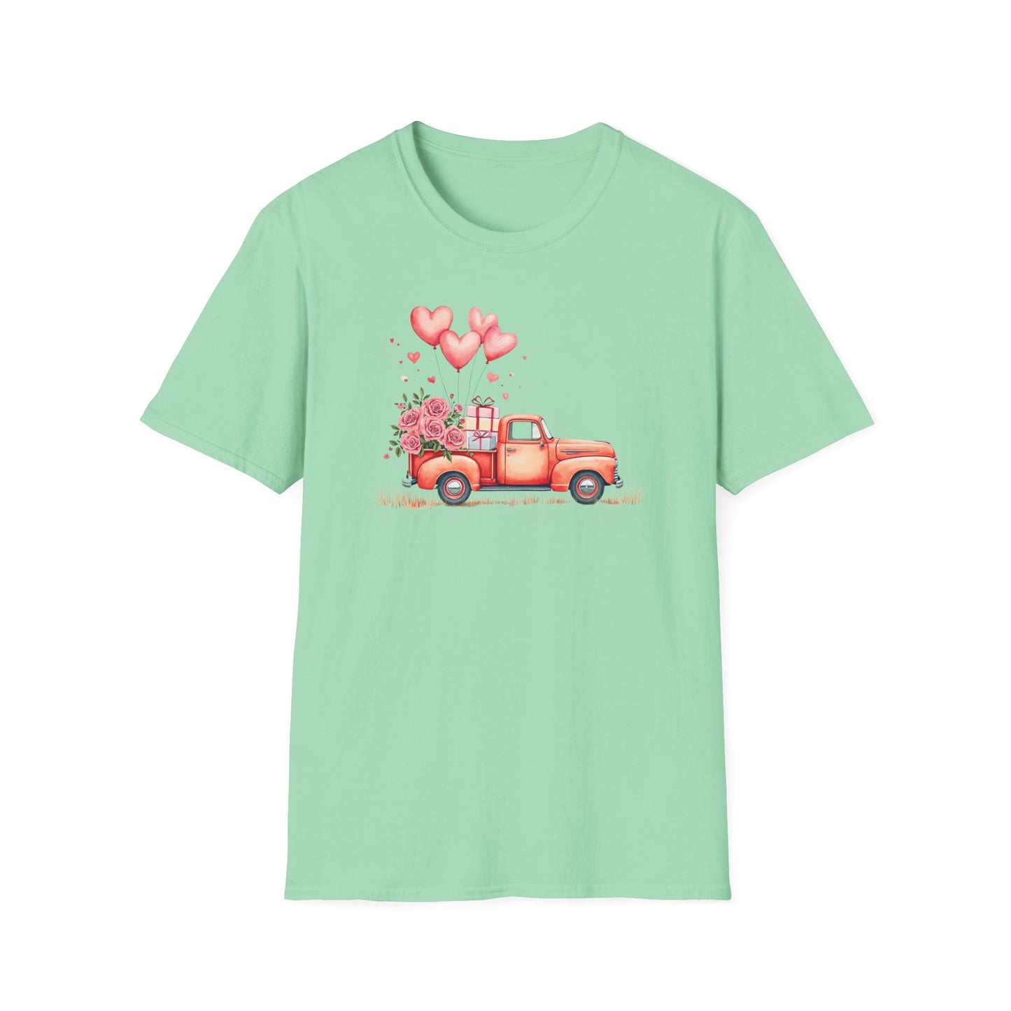 Vintage Valentine's Day Red Truck Sweatshirt | Romantic Love Truck Hoodie | Cute Valentine's Graphic Tee Unisex Soft style T-Shirt