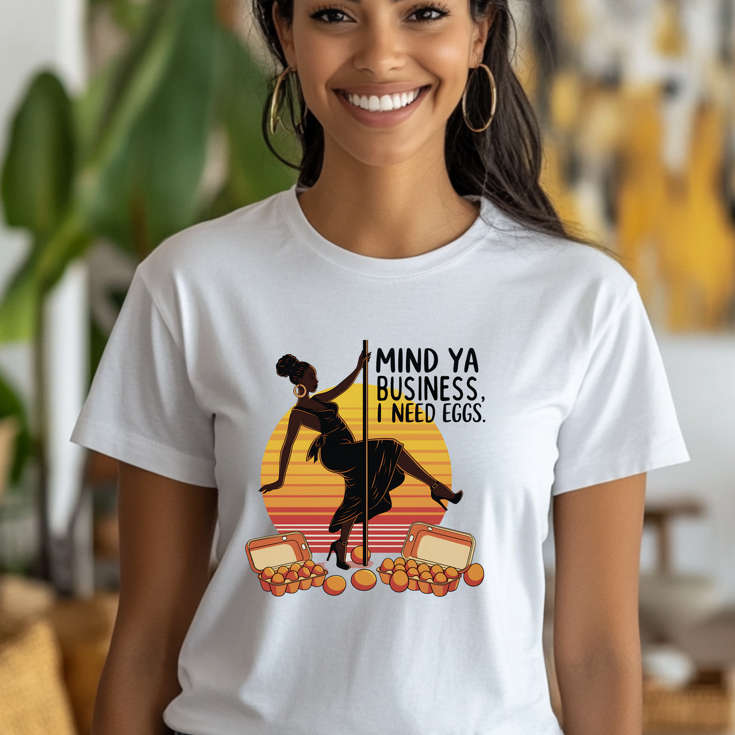 Funny Quote Unisex Tee - 'Mind ya business I need eggs'