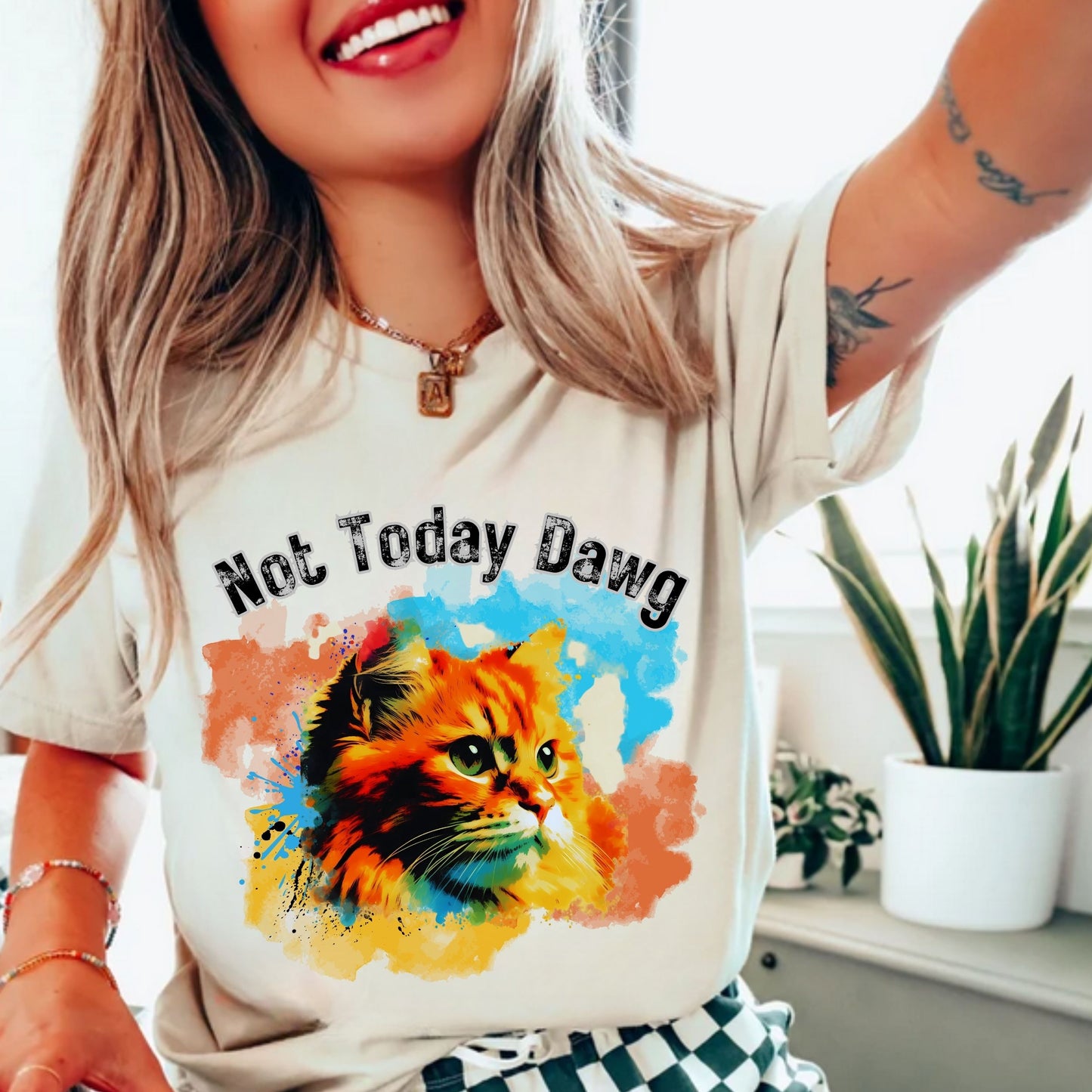 Cat Graphic Tee, Unisex Jersey Short Sleeve, Not Today Dawg, Cat Lover T-Shirt, Casual Wear, Funny Gift, Animal Shirt, Cute Kitten Top