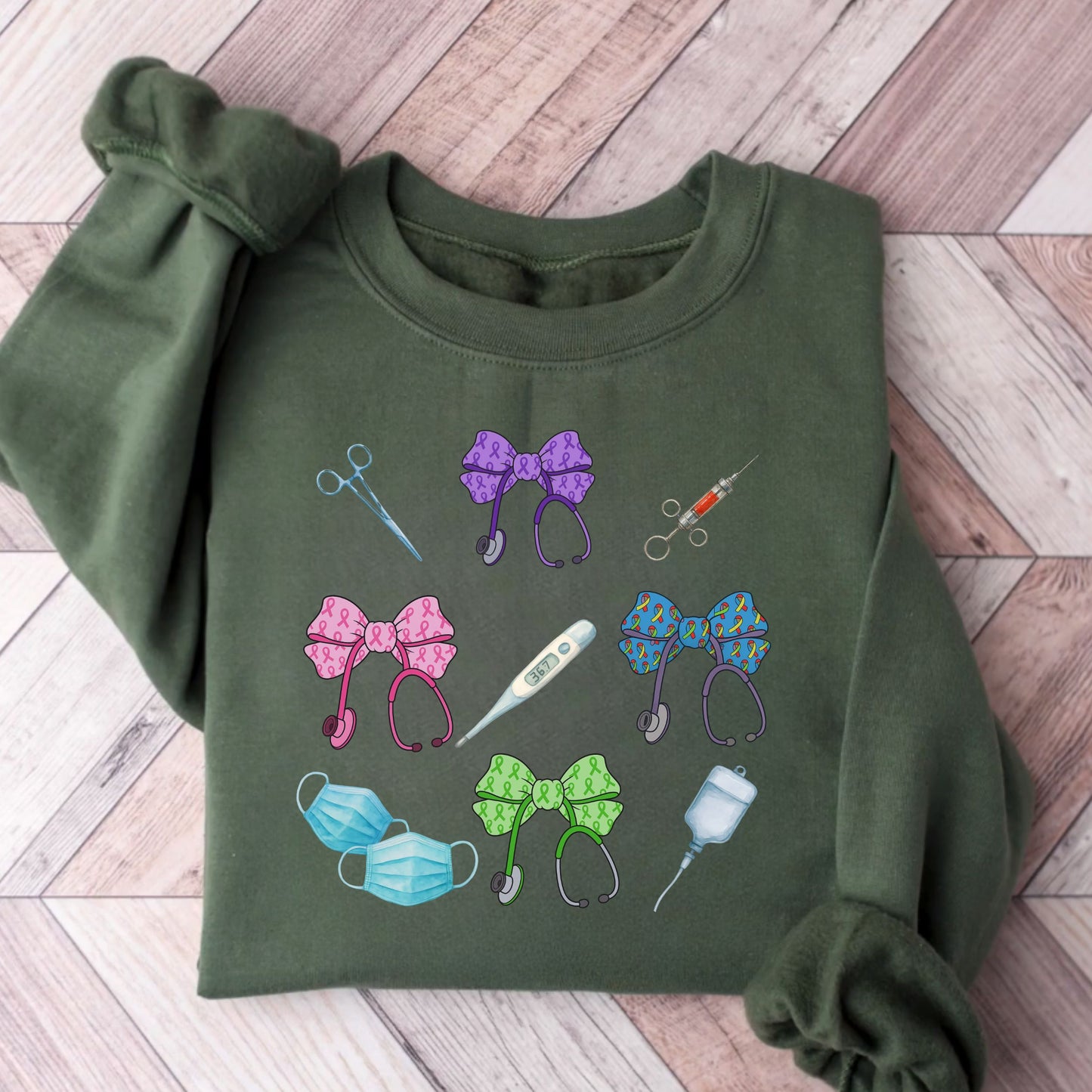 Medical Worker Nurse Gift Unisex Sweatshirt, Cancer Autism Autoimmune Awareness Crewneck Pullover, Nurses Week