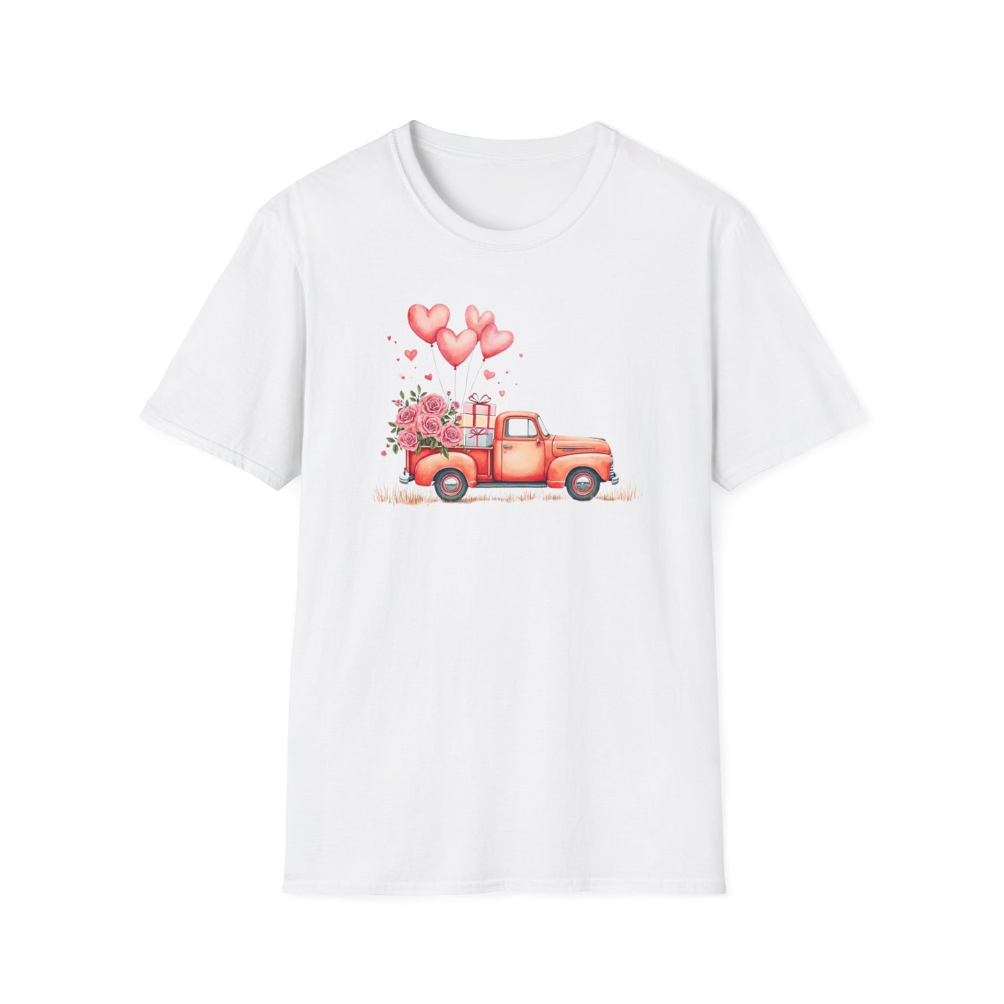 Vintage Valentine's Day Red Truck Sweatshirt | Romantic Love Truck Hoodie | Cute Valentine's Graphic Tee Unisex Soft style T-Shirt