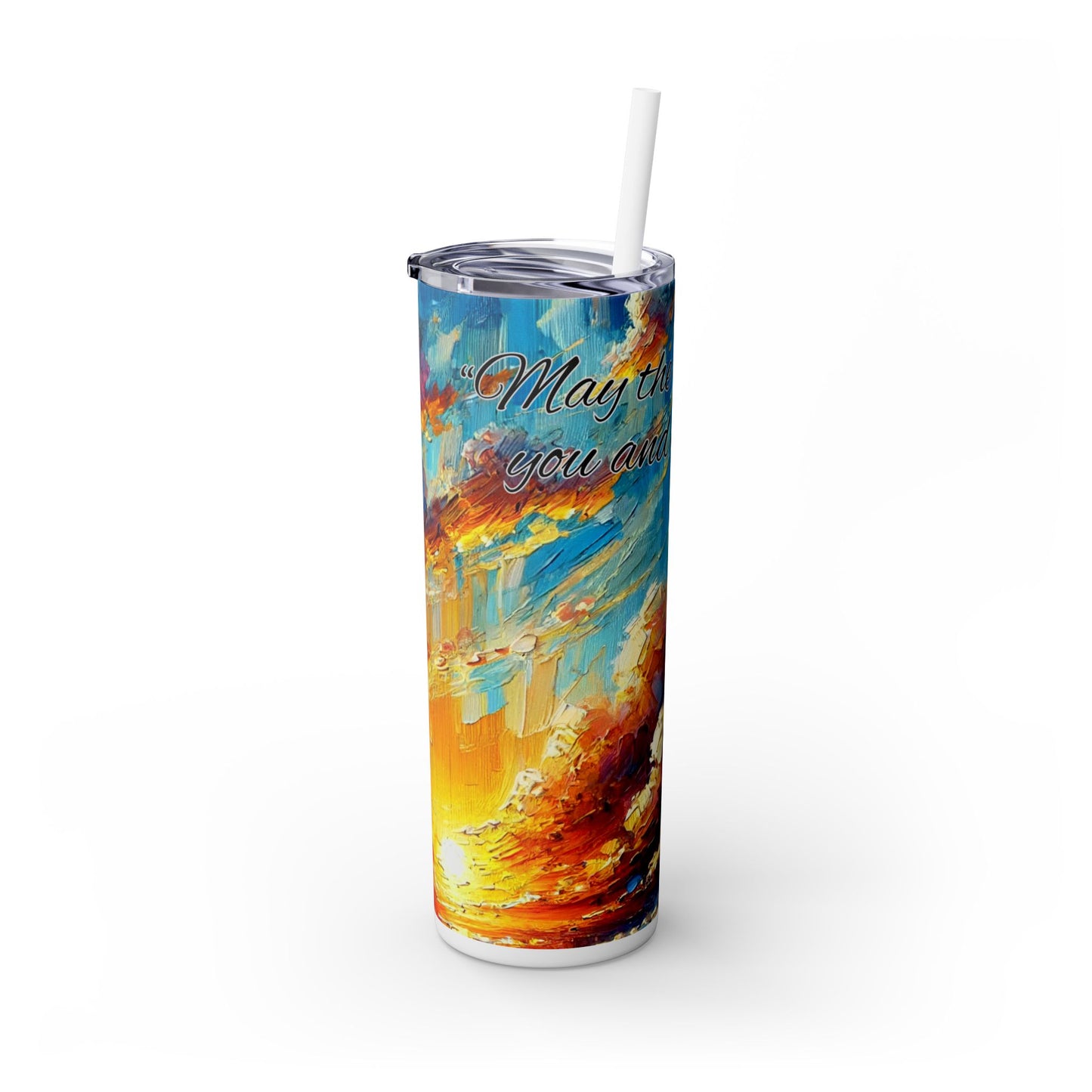 Vibrant Abstract Art Skinny Tumbler with Straw, 20oz