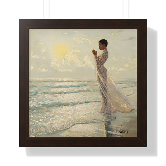 Serenity by the Sea - Digital Oil Painting Framed Vertical Poster