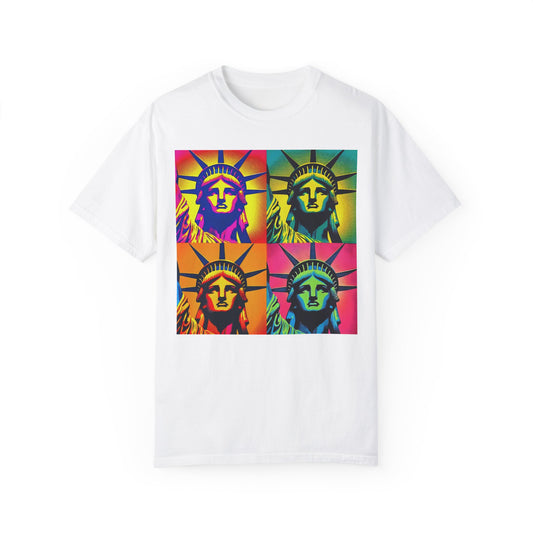 Colorful Liberty Graphic T-Shirt - Andy Warhol Style, Vintage Tee, Unisex Pop Art Shirt, Statue of Liberty Gifts, Art Lover Shirt, Graphic