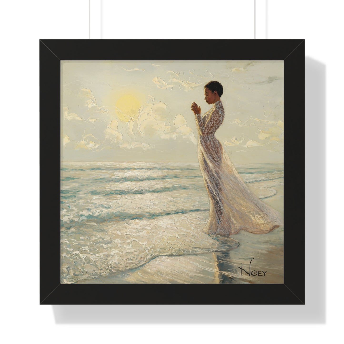 Serenity by the Sea - Digital Oil Painting Framed Vertical Poster