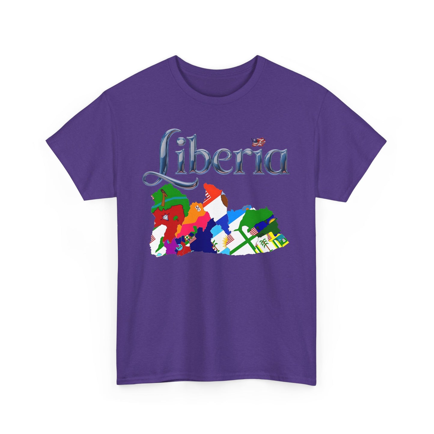 Colorful Liberia Map Tee, Unisex Cotton Shirt, Travel Souvenir, Gift for Adventurers, Map Lovers Apparel