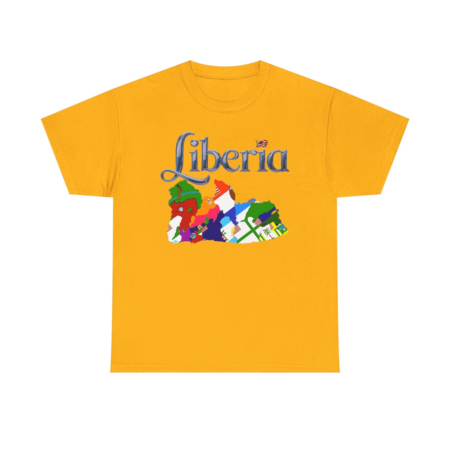 Colorful Liberia Map Tee, Unisex Cotton Shirt, Travel Souvenir, Gift for Adventurers, Map Lovers Apparel