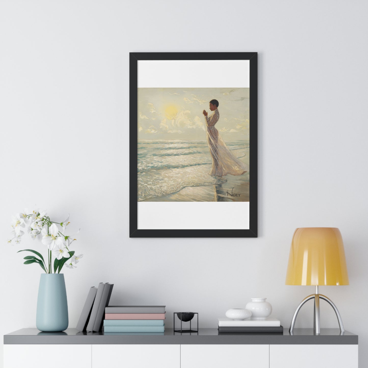 Serenity by the Sea - Digital Oil Painting Framed Vertical Poster