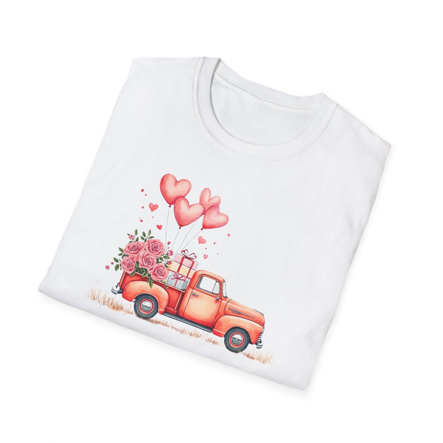 Vintage Valentine's Day Red Truck Sweatshirt | Romantic Love Truck Hoodie | Cute Valentine's Graphic Tee Unisex Soft style T-Shirt
