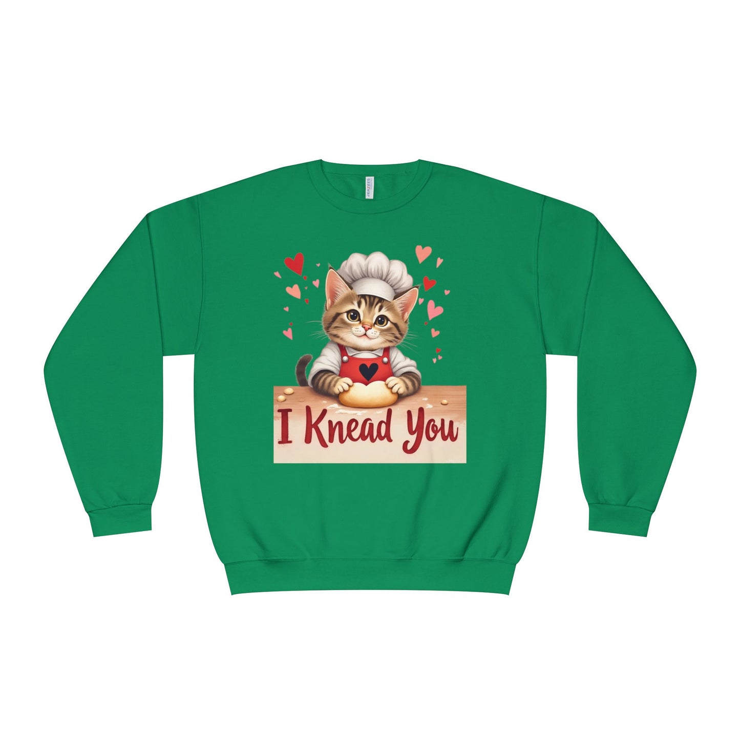 I Knead You - Cute Cat Baker Valentine's, Galentine's Day, Unisex Lightweight Crewneck Sweatshirt