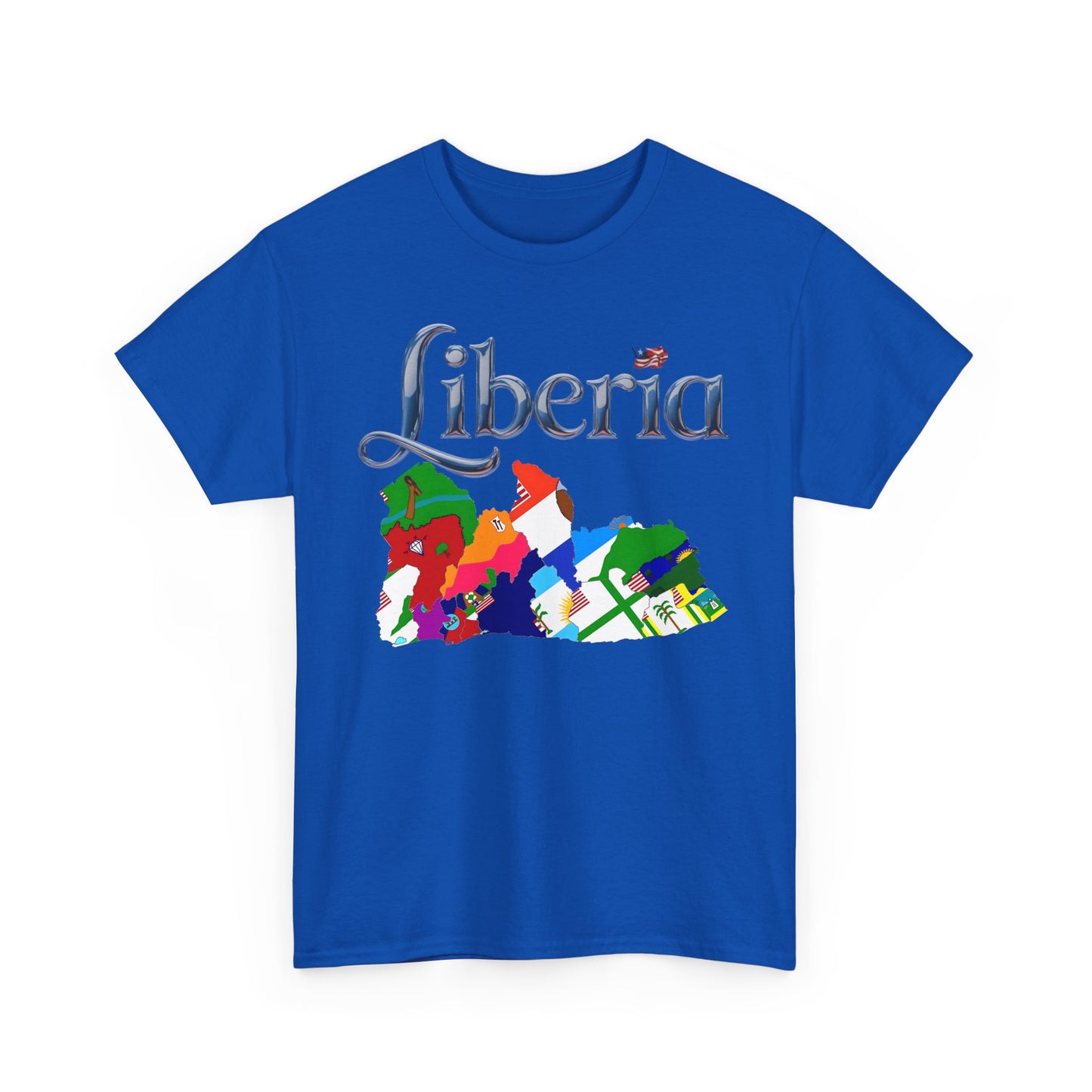 Colorful Liberia Map Tee, Unisex Cotton Shirt, Travel Souvenir, Gift for Adventurers, Map Lovers Apparel