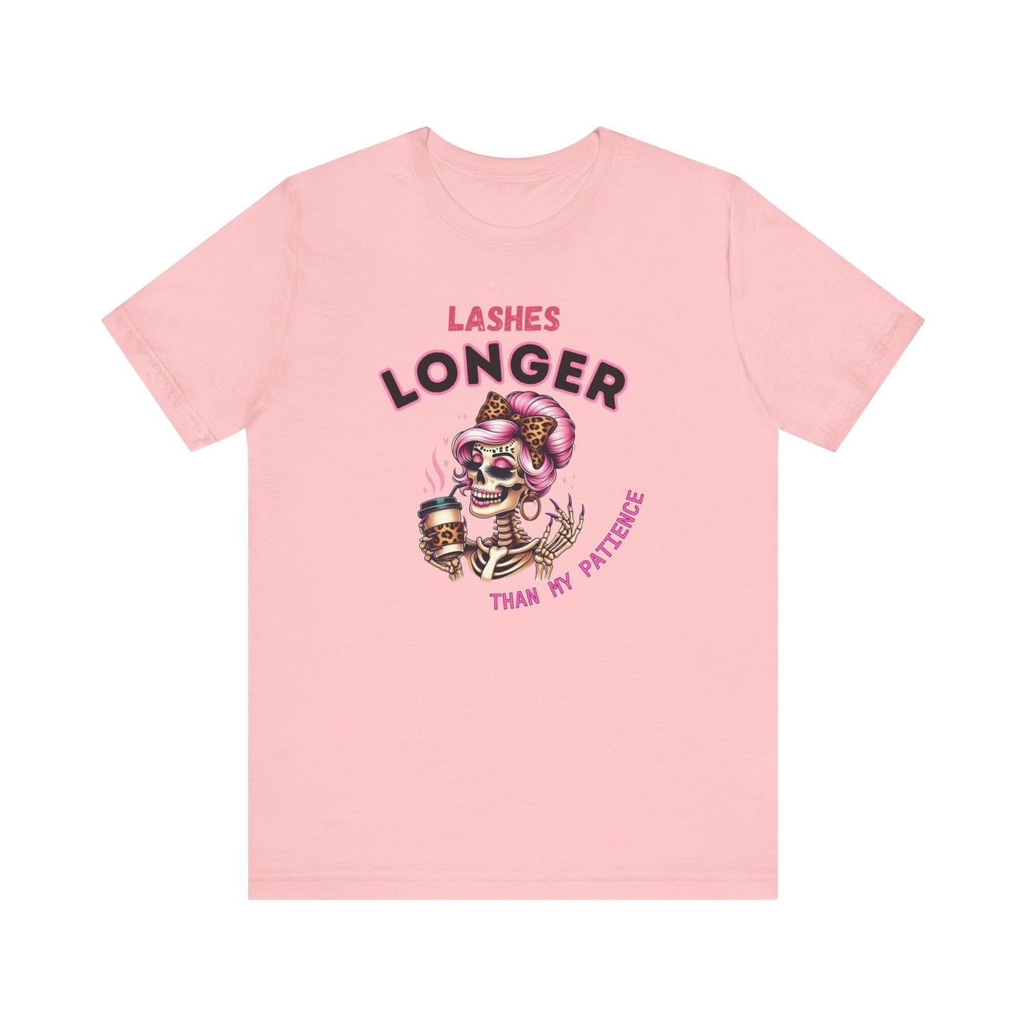 Quirky Graphic Tee, Lashes longer than my patience Unisex Jersey Short Sleeve Tee, Perfect for Gifting, Fun-Loving Souls, Everyday Wear,