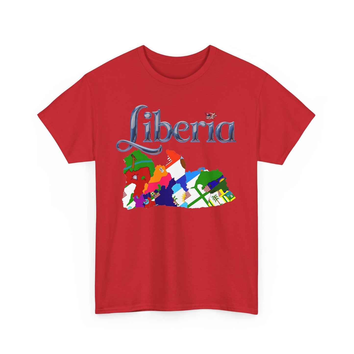 Colorful Liberia Map Tee, Unisex Cotton Shirt, Travel Souvenir, Gift for Adventurers, Map Lovers Apparel