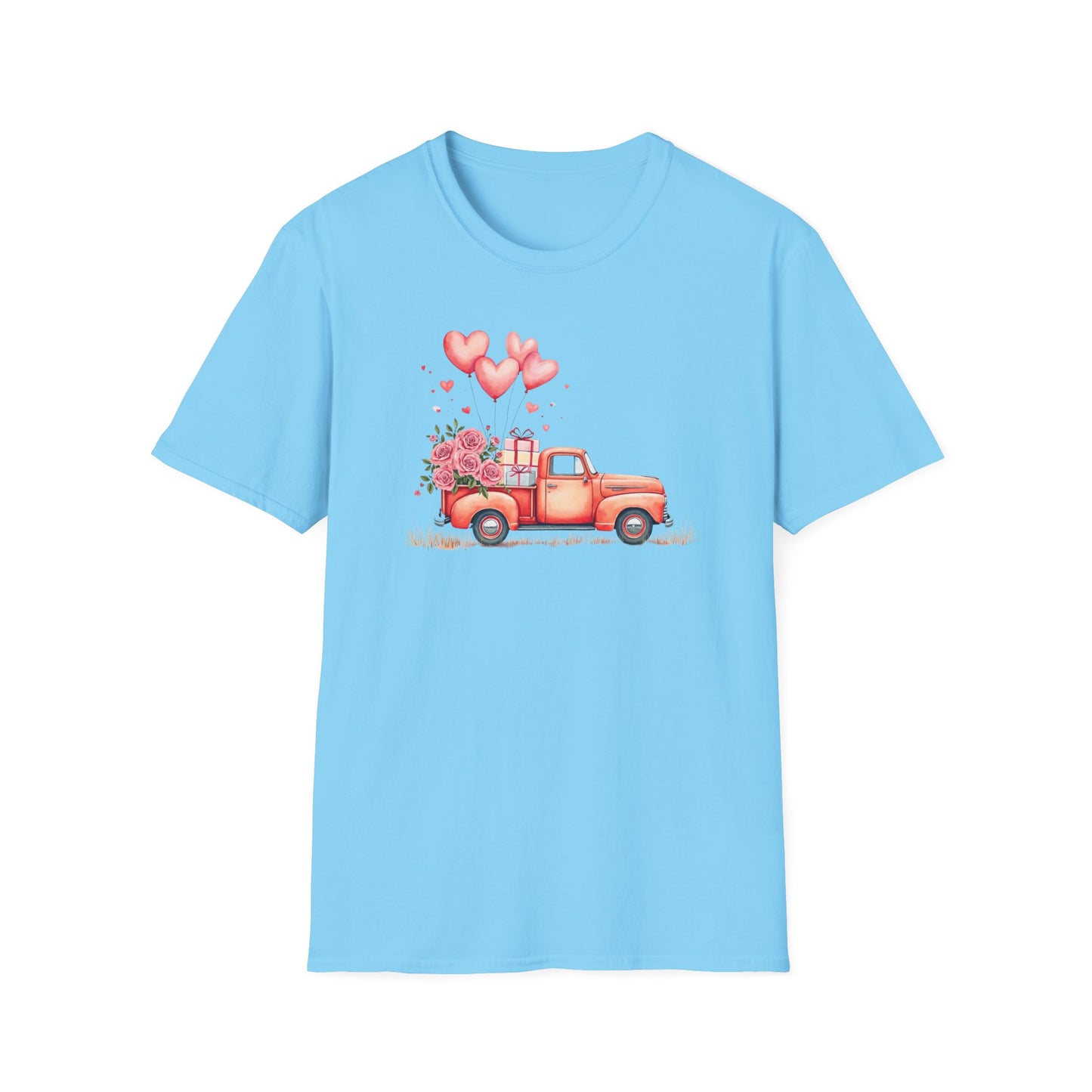 Vintage Valentine's Day Red Truck Sweatshirt | Romantic Love Truck Hoodie | Cute Valentine's Graphic Tee Unisex Soft style T-Shirt