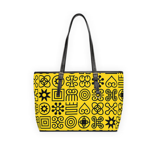 Adinkra Ankara Vibrant Print Shoulder Bag, Trendy Tote, Chic Handbag, Stylish Statement Purse, Perfect Gift for Her, PU Leather Handbag