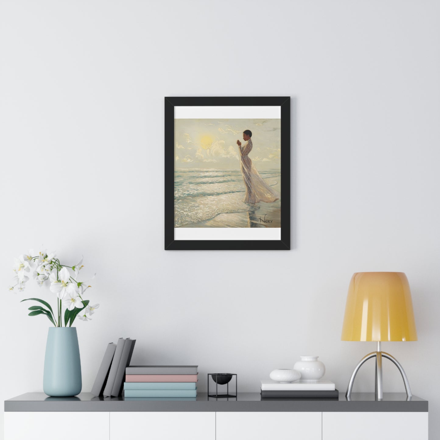 Serenity by the Sea - Digital Oil Painting Framed Vertical Poster