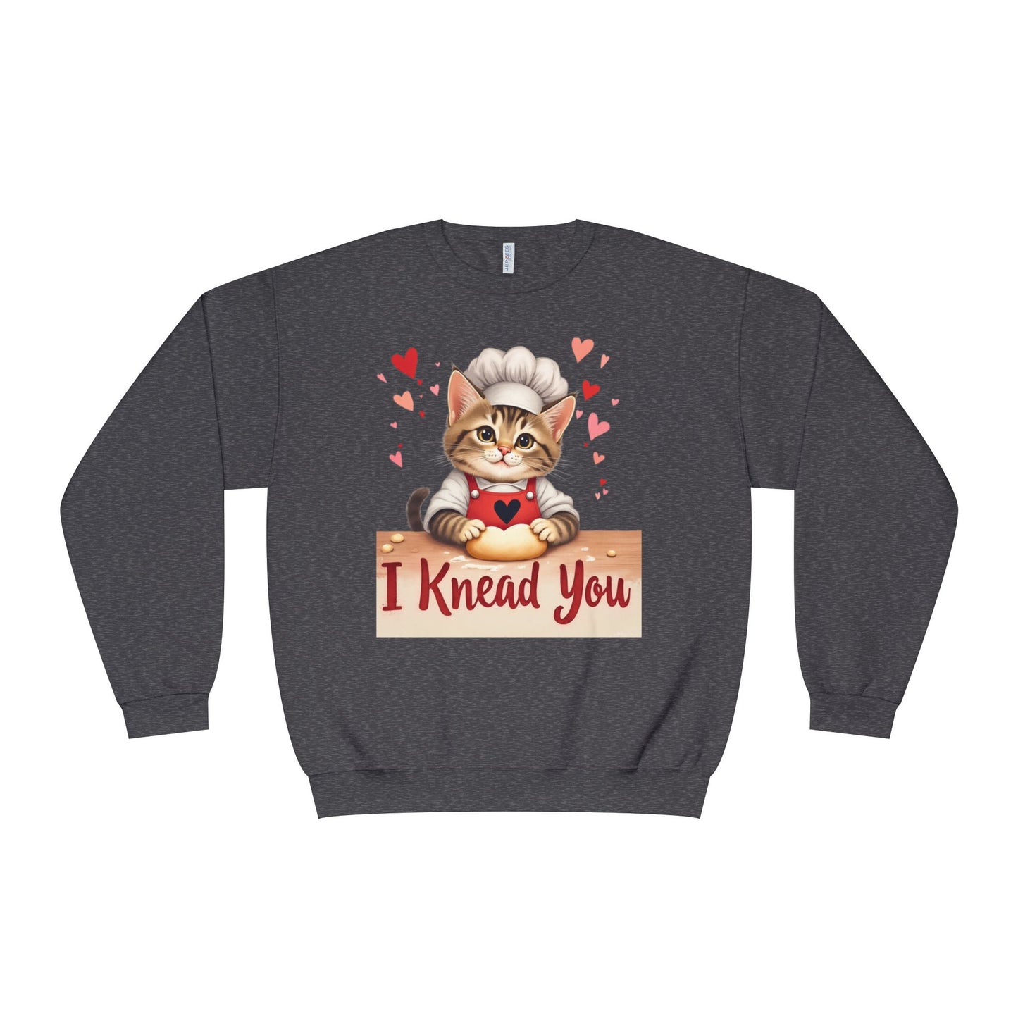 I Knead You - Cute Cat Baker Valentine's, Galentine's Day, Unisex Lightweight Crewneck Sweatshirt