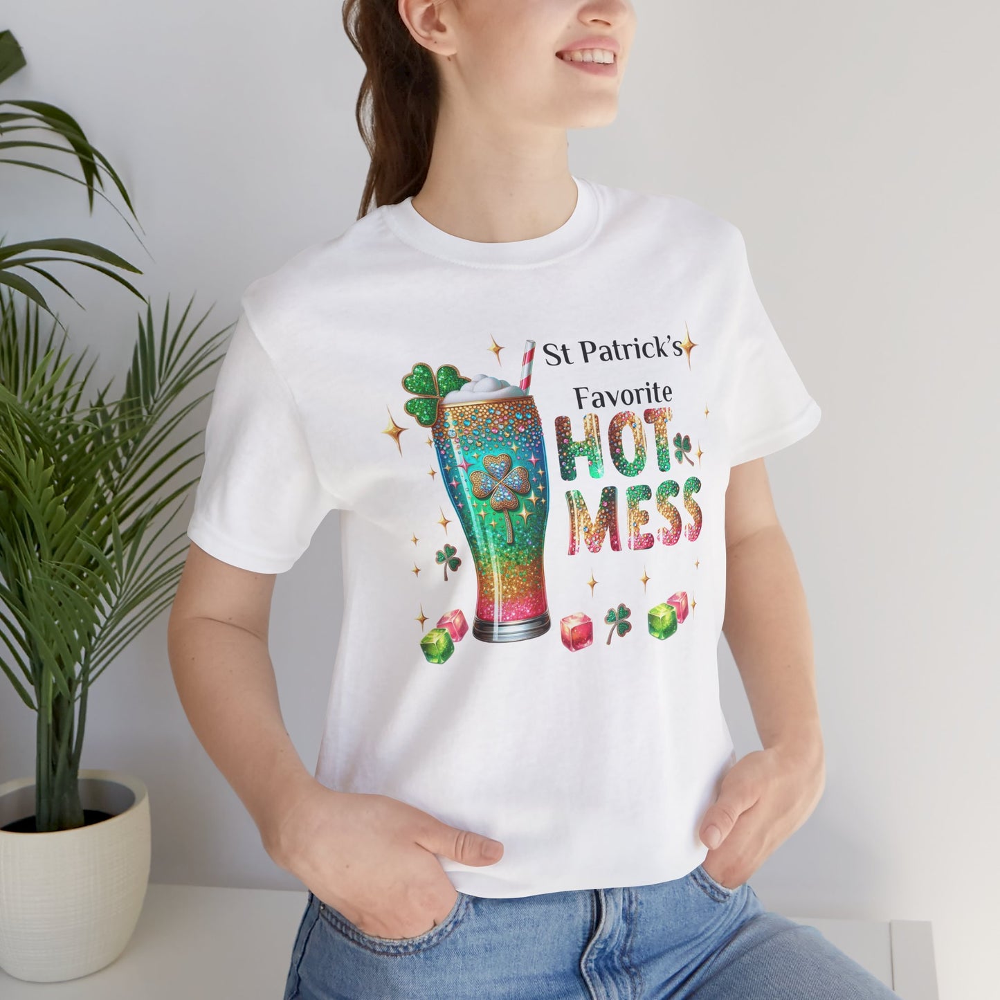 Celebrate St. Patrick's Day in style with this funny t-shirt, St Patrick Hot Mess Unisex Tee